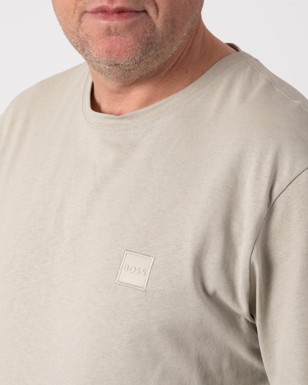 BOSS Orange Tales Mens Cotton-Jersey T-shirt With Logo Patch - Light Beige 271