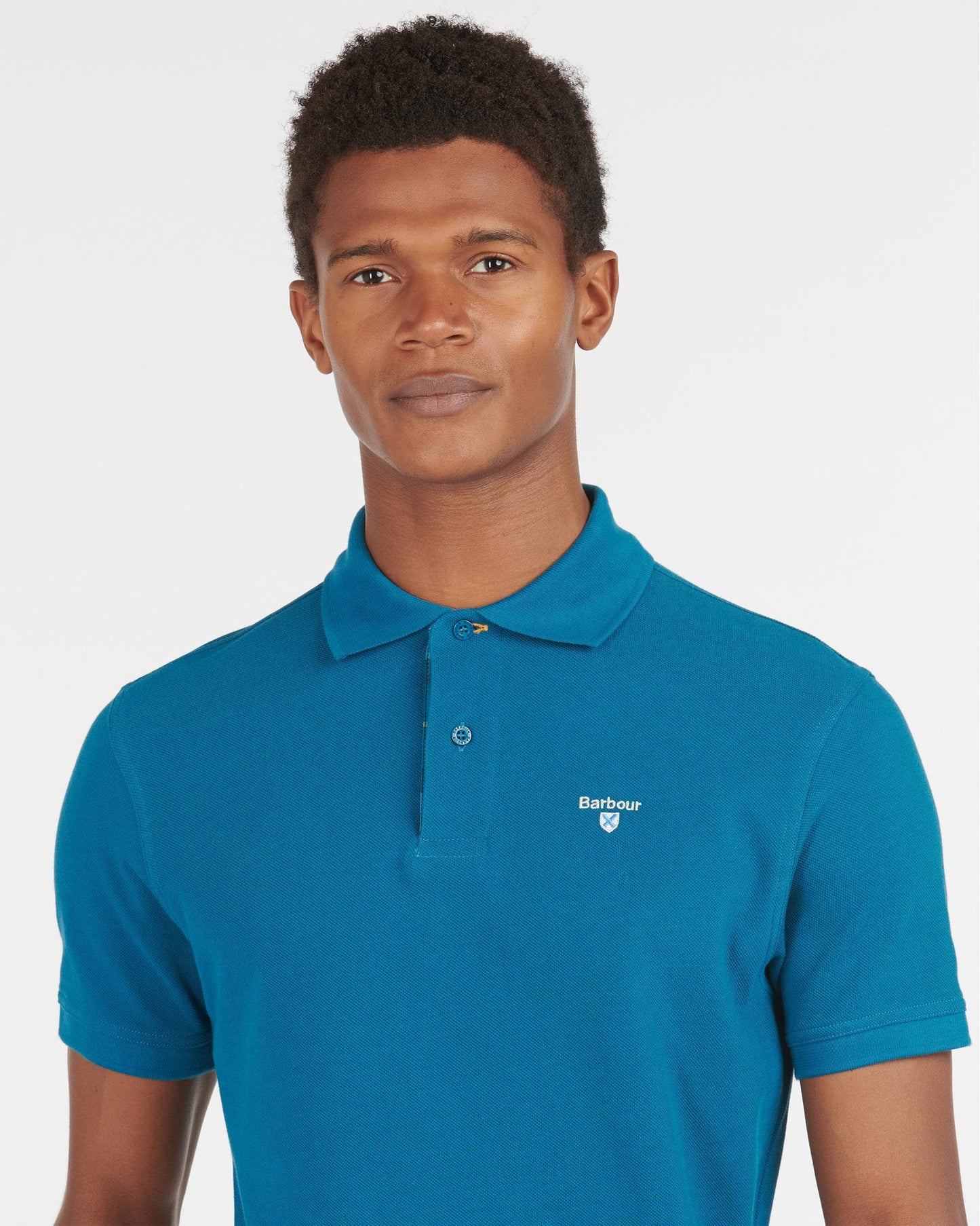 Barbour Tartan Pique Mens Polo - Lyons Blue