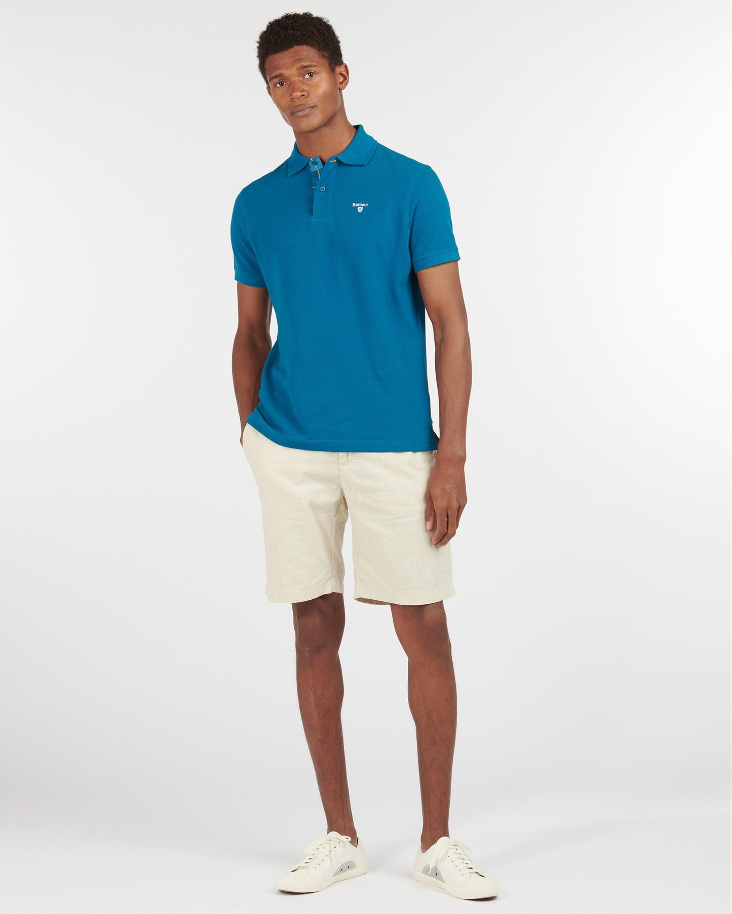 Barbour Tartan Pique Mens Polo - Lyons Blue