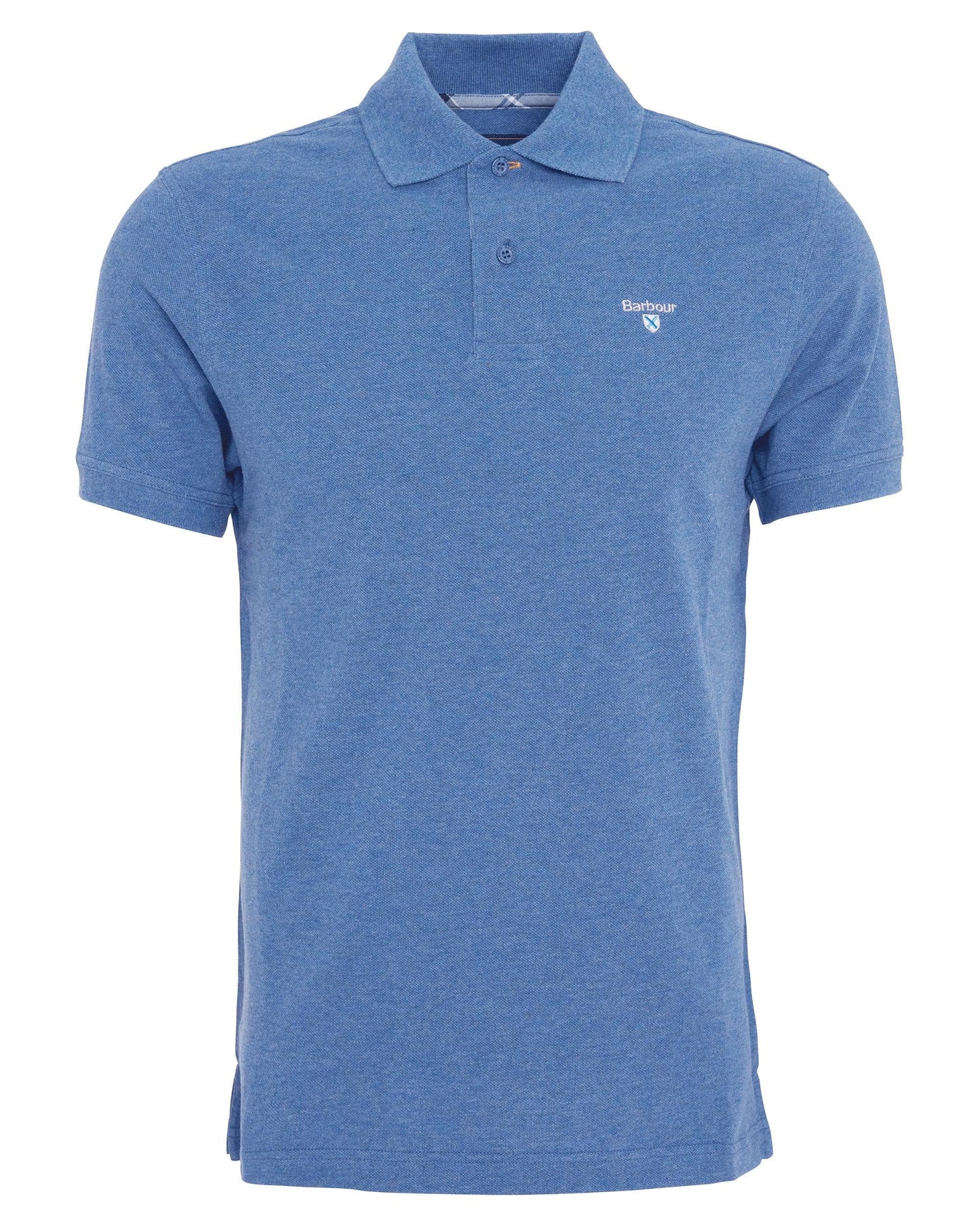 Barbour Tartan Pique Mens Polo - Dark Chambray Marl