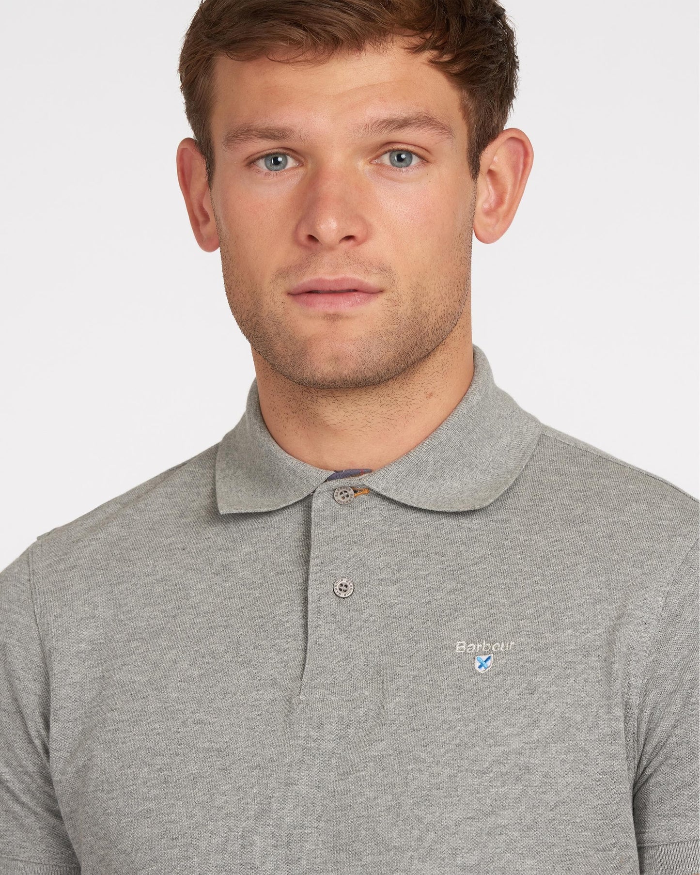 Barbour Tartan Pique Mens Polo S/S 25 - Grey Marl