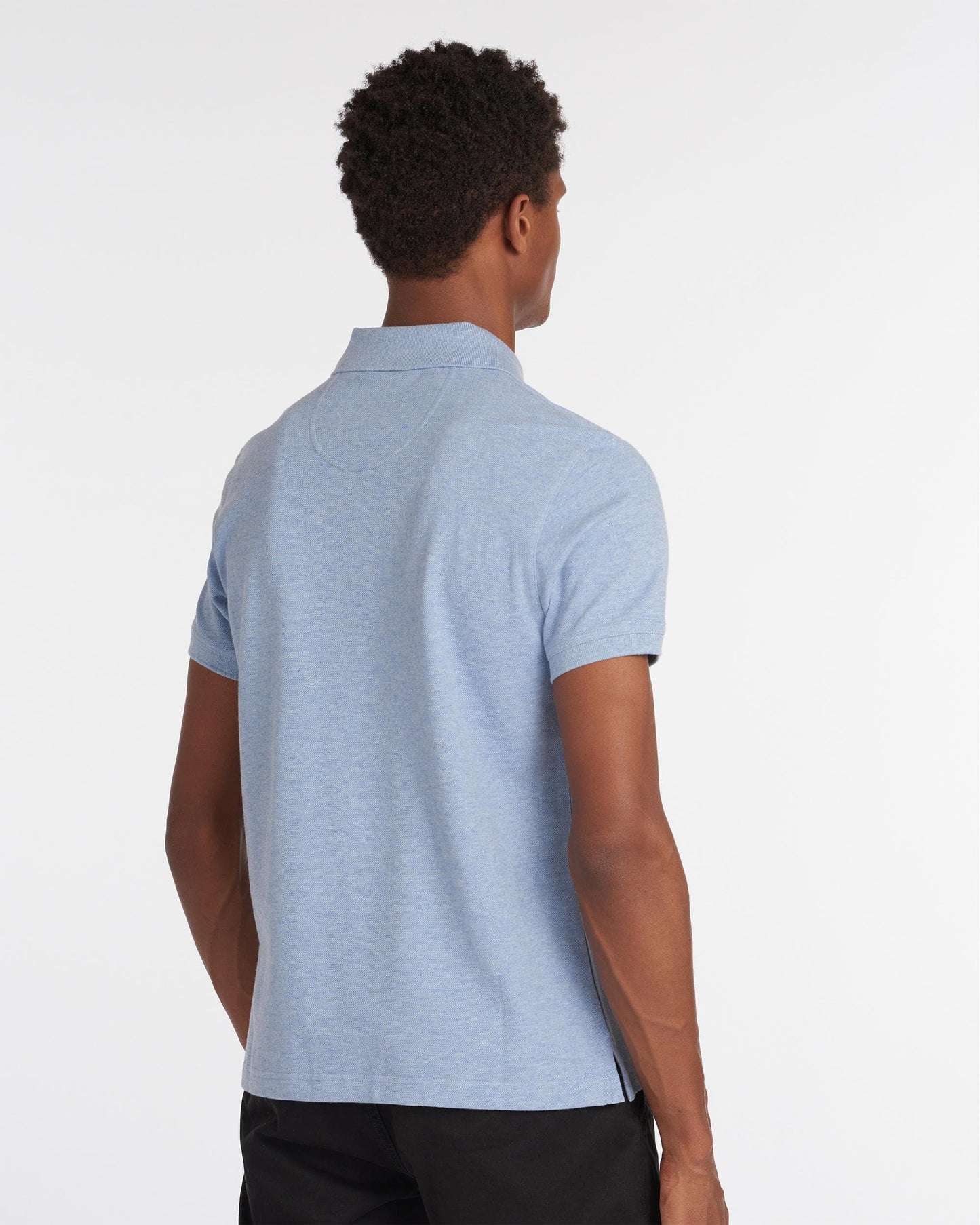 Barbour Tartan Pique Mens Polo - Sky Marl/Dress