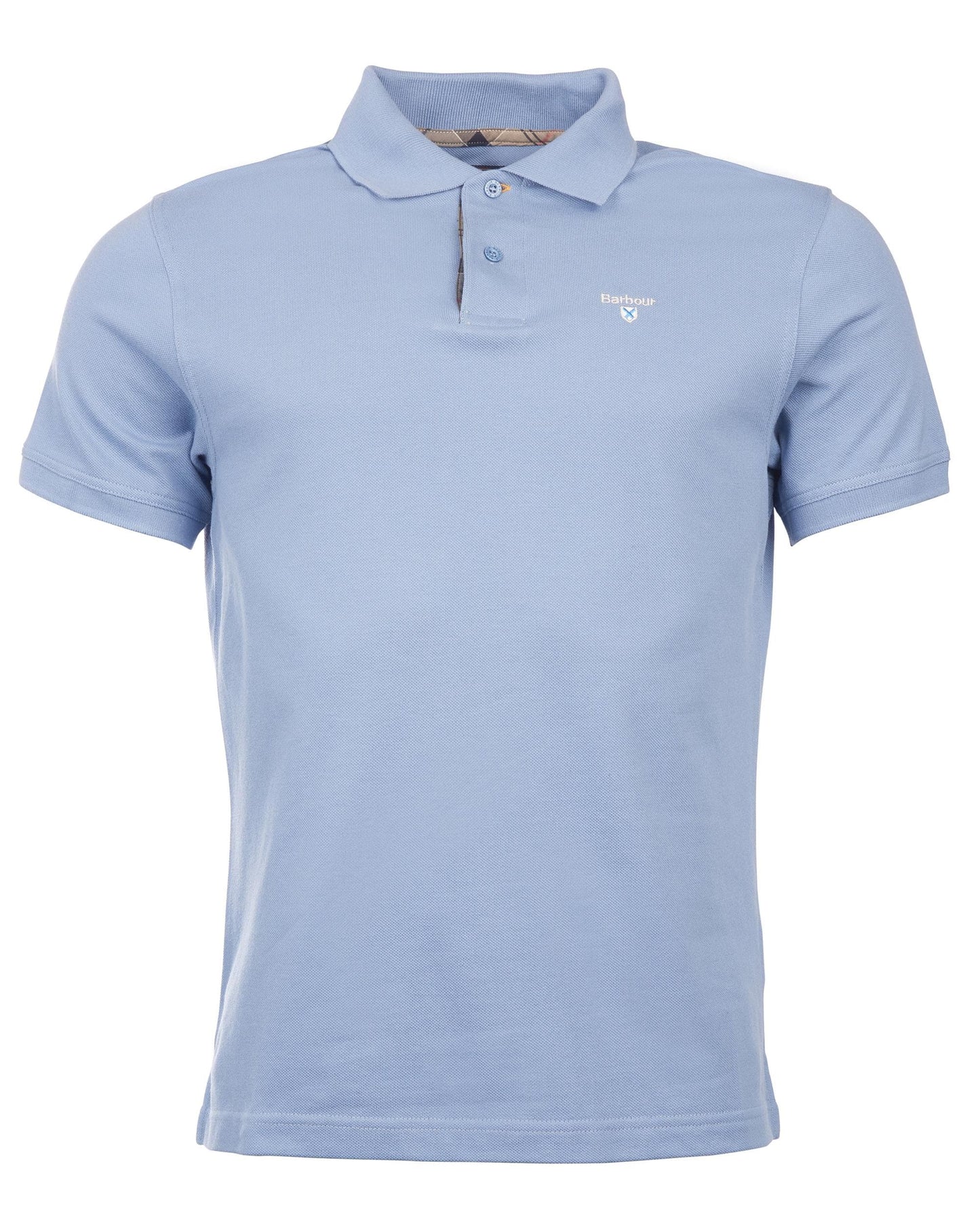 Barbour Tartan Pique Mens Polo - Sky Marl/Dress