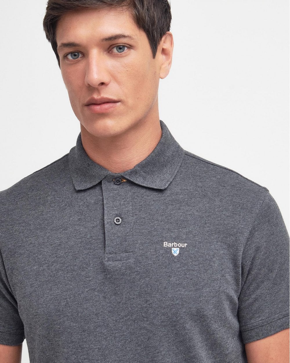 Barbour Tartan Pique Mens Polo S/S 25 - Slate Marl