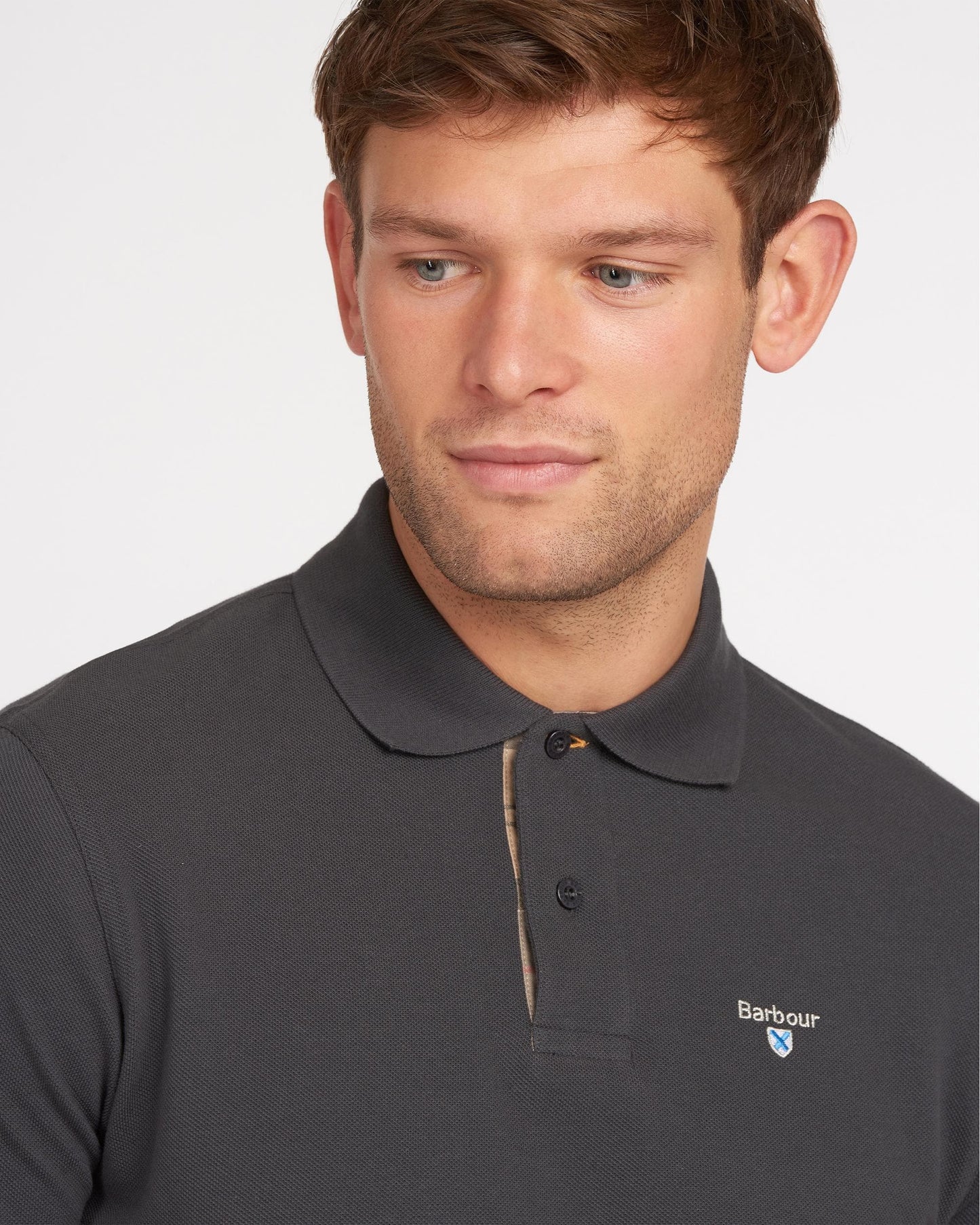 Barbour Tartan Pique Mens Polo S/S 25 - Navy/Dress