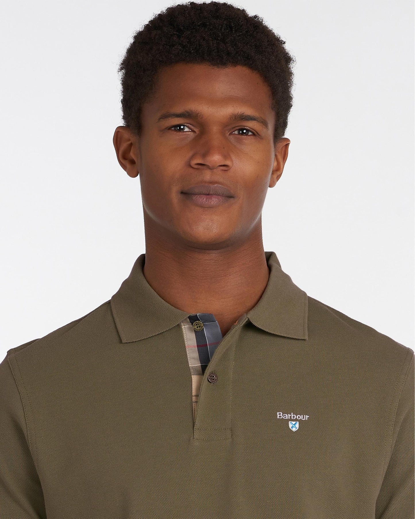 Barbour Tartan Pique Mens Polo - Dark Olive/Classic