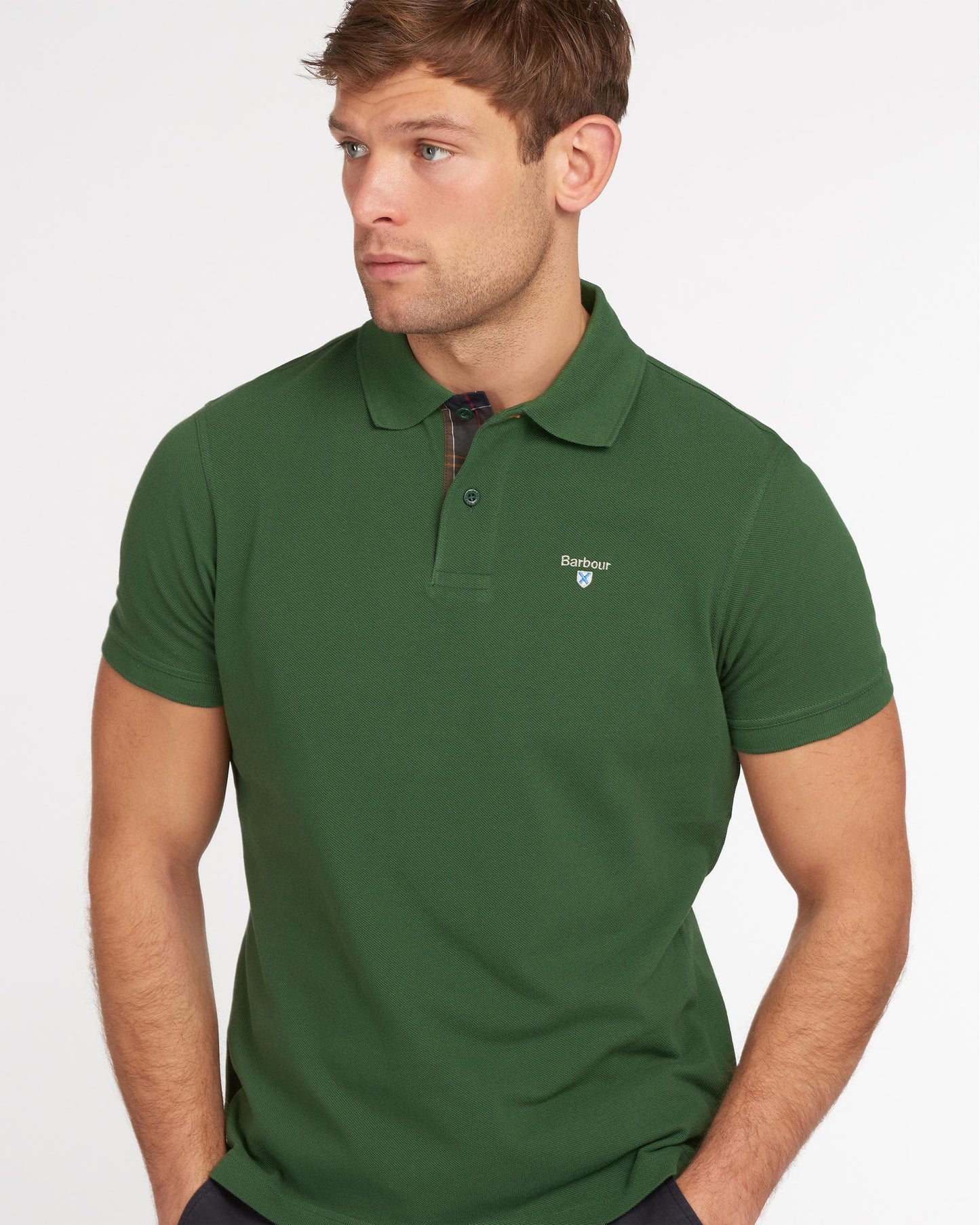 Barbour Tartan Pique Mens Polo - Racing Green