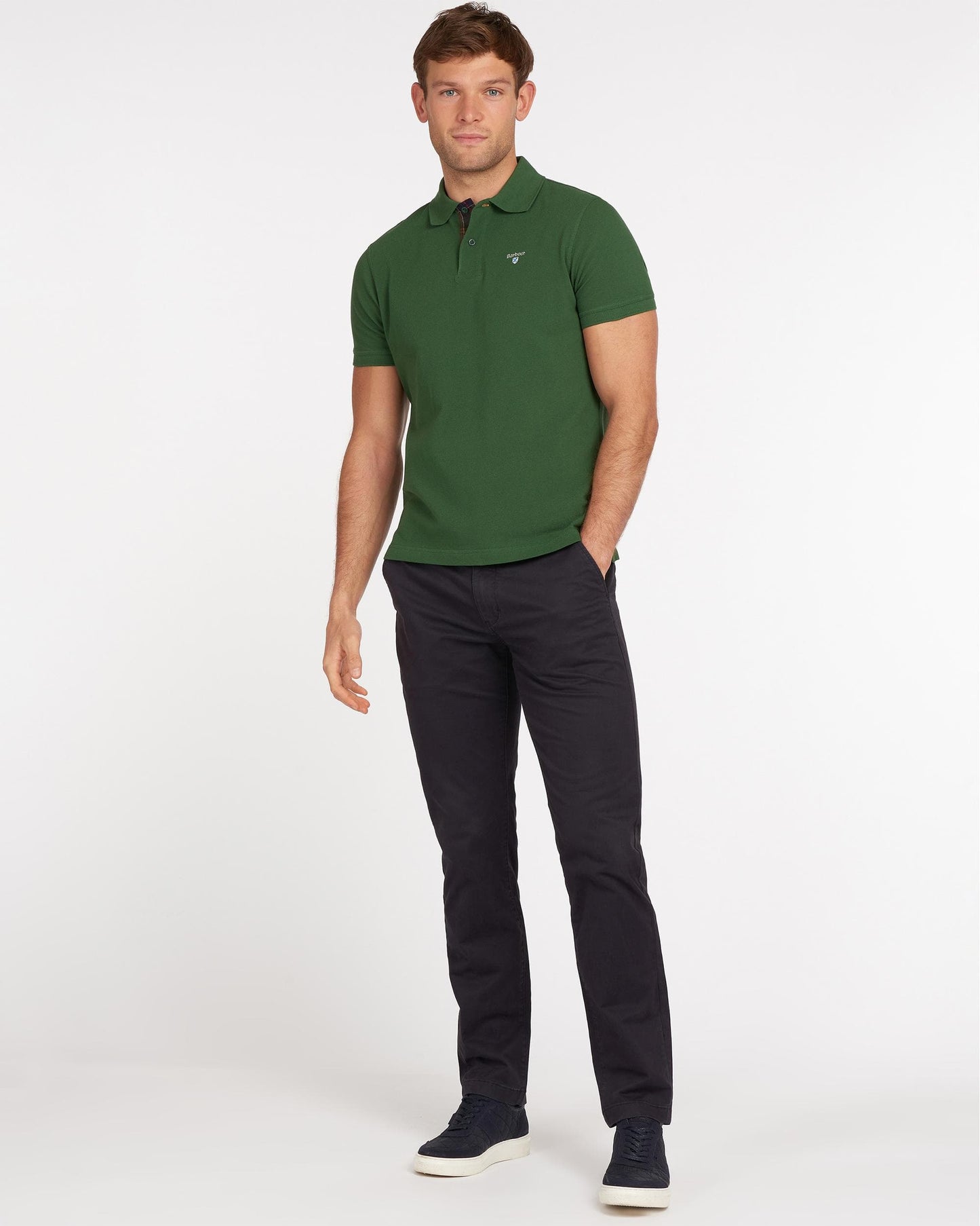 Barbour Tartan Pique Mens Polo - Racing Green