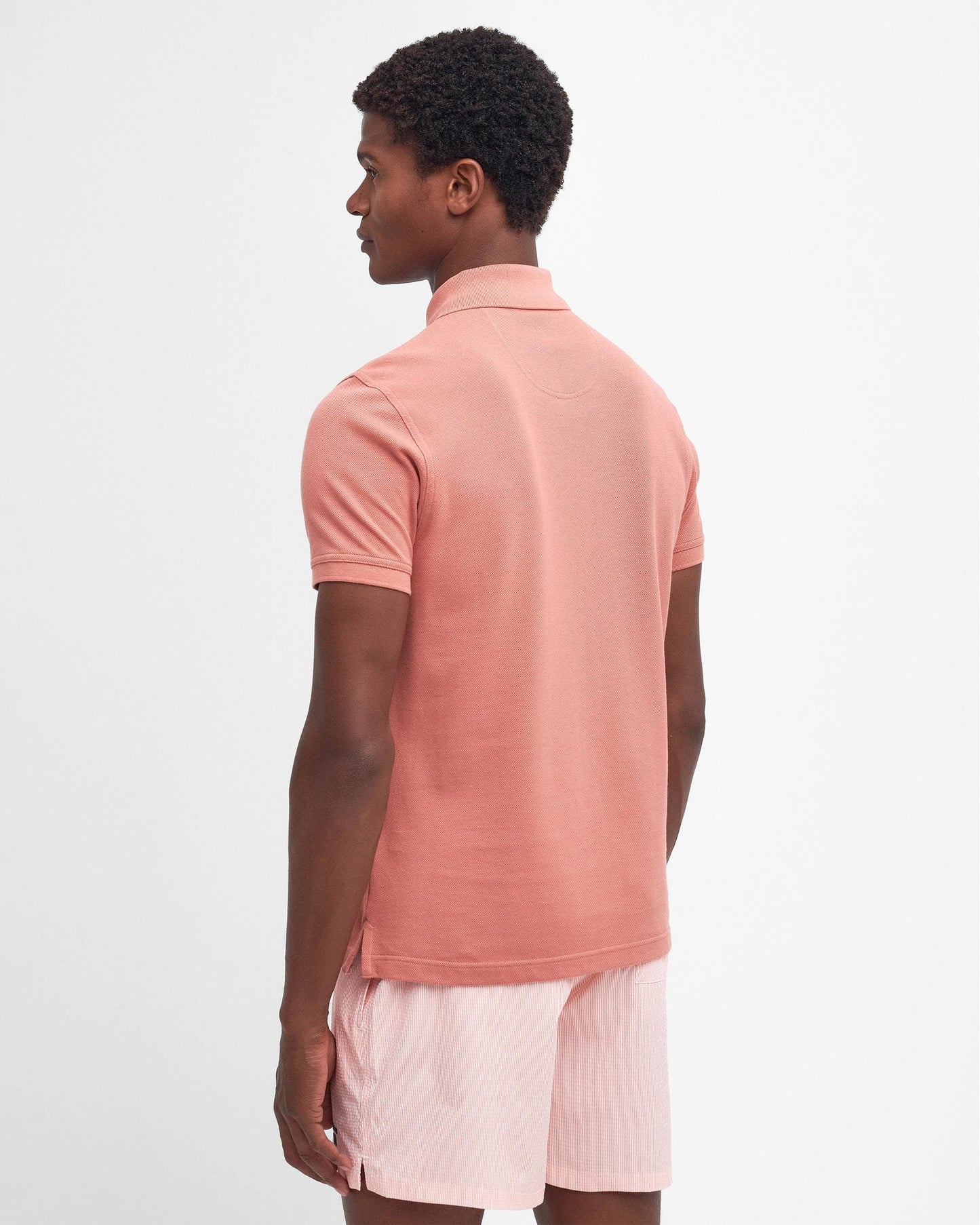 Barbour Tartan Pique Mens Polo S/S 25 - Pink Clay