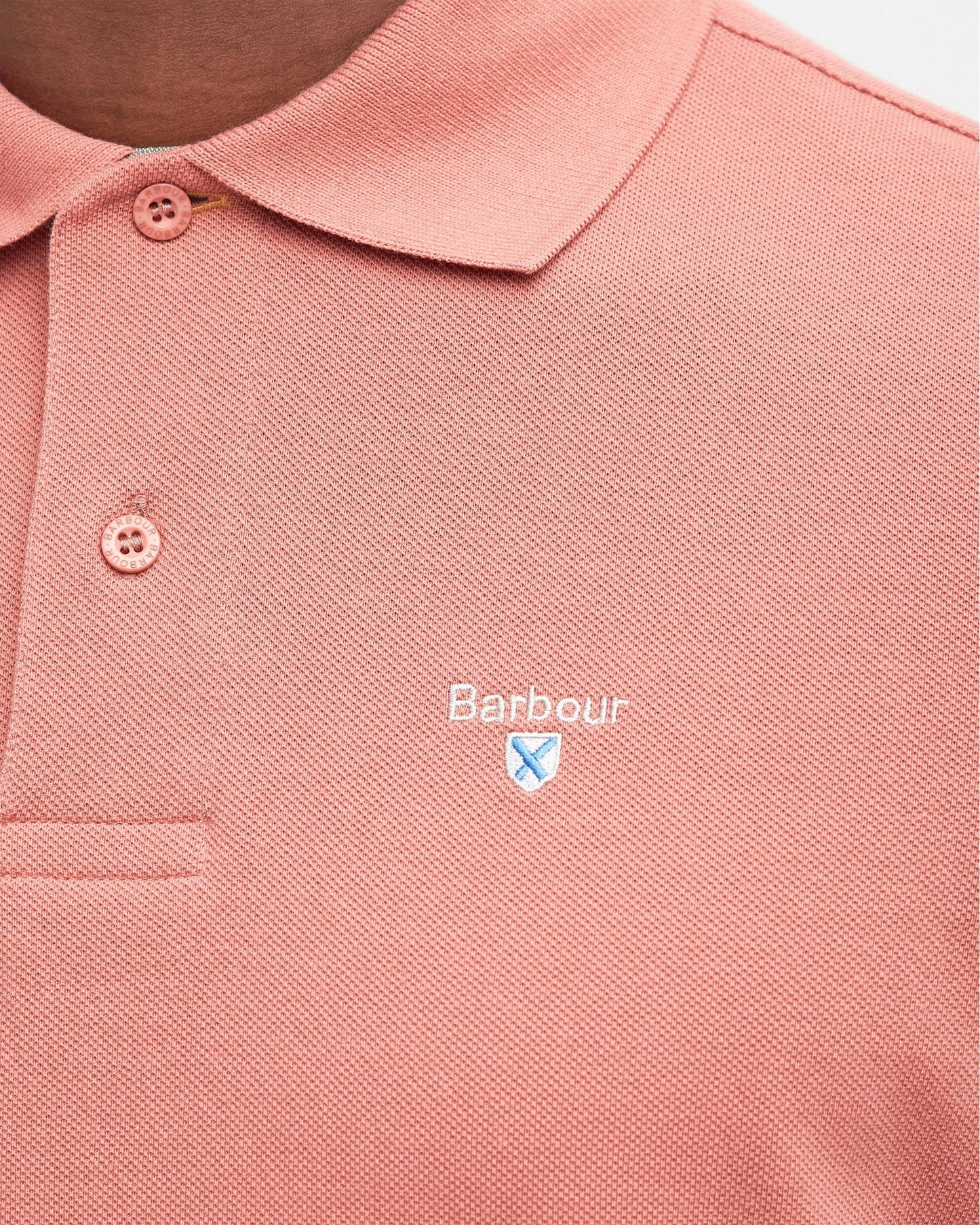 Barbour Tartan Pique Mens Polo - Pink Clay