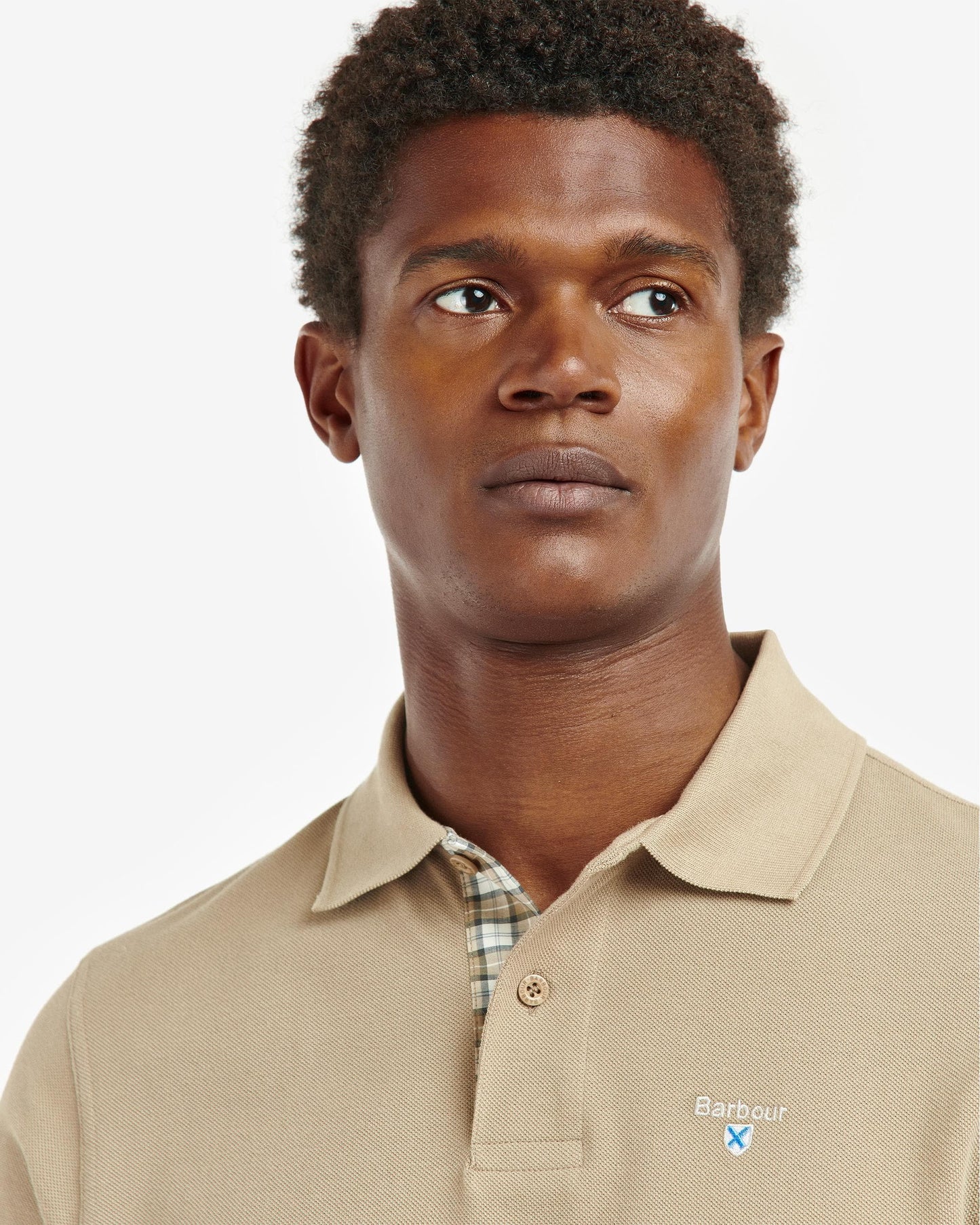 Barbour Tartan Pique Mens Polo S/S 25 - Washed Stone
