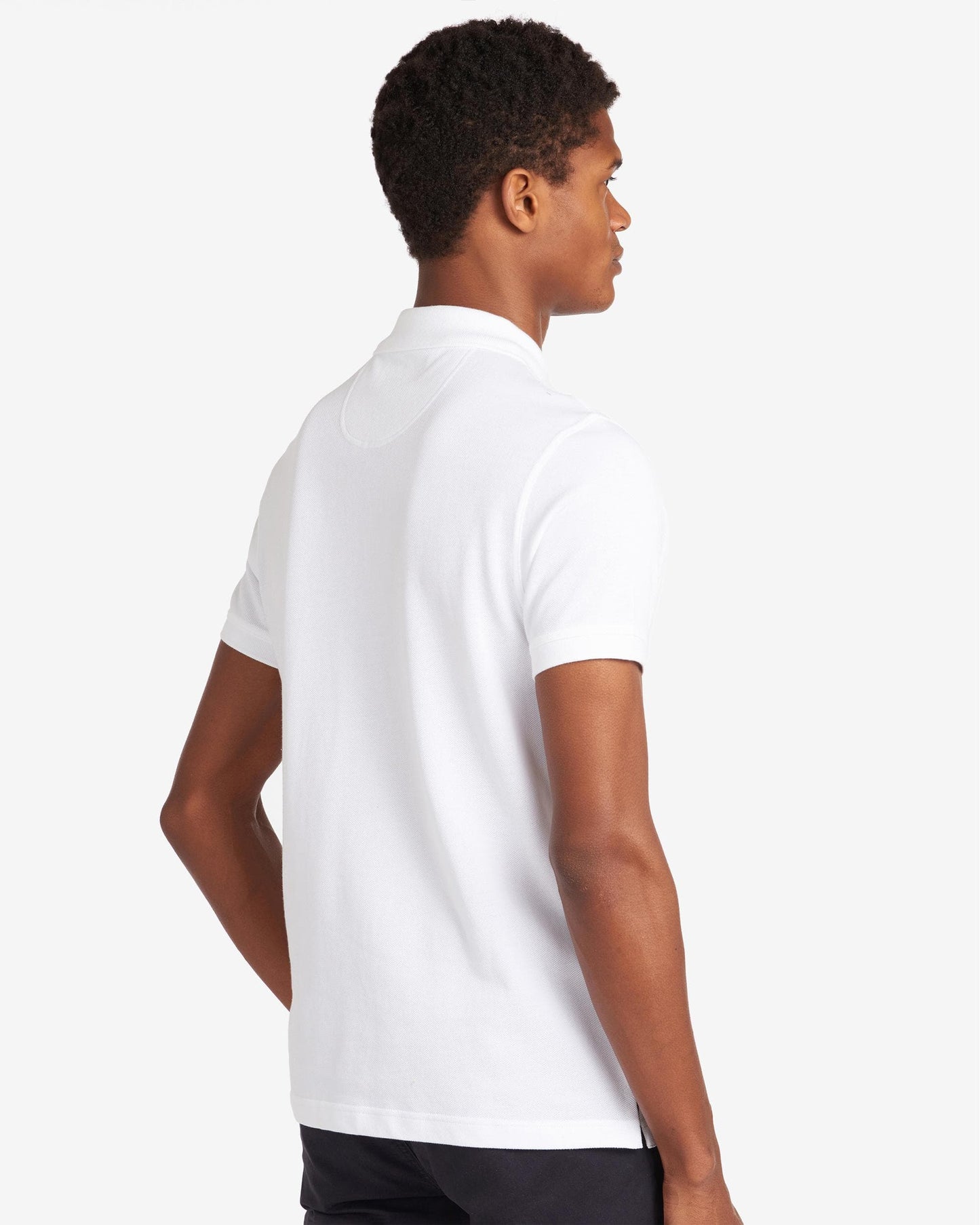 Barbour Tartan Pique Mens Polo - White/Dress