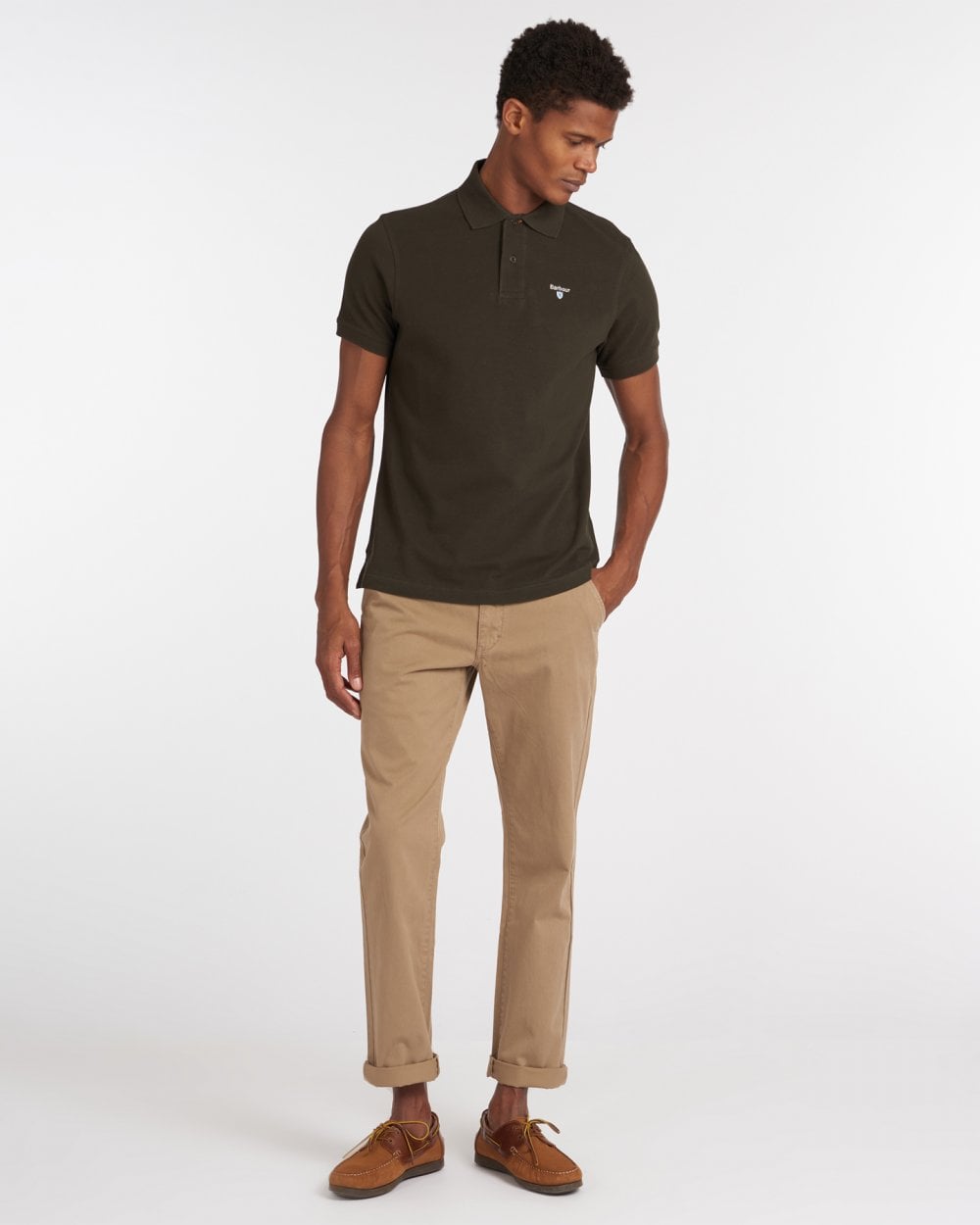 Barbour Tartan Pique Mens Polo - Forest Green