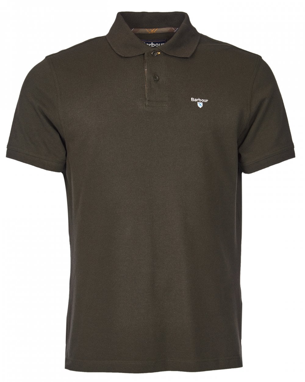 Barbour Tartan Pique Mens Polo - Forest Green