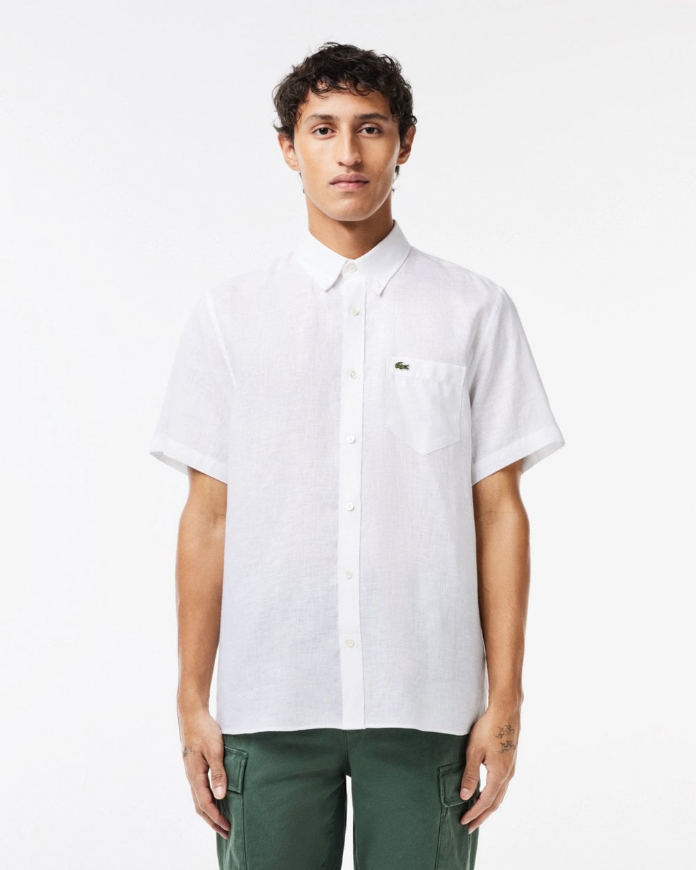 Lacoste Mens Short Sleeve Straight Cut Linen Shirt – CHO