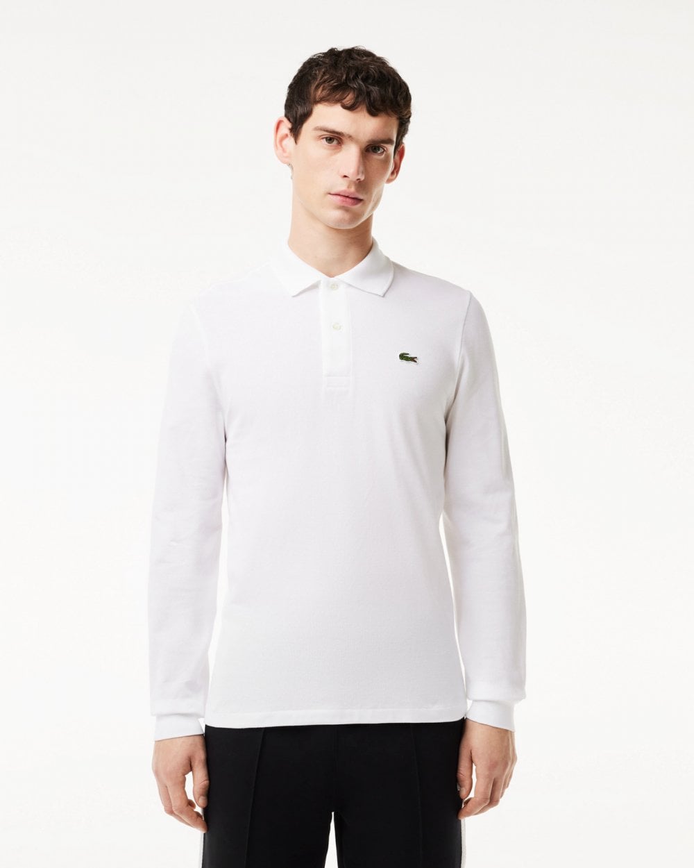 Lacoste Original L.12.12 Mens Long Sleeve Cotton Polo Shirt - White 001