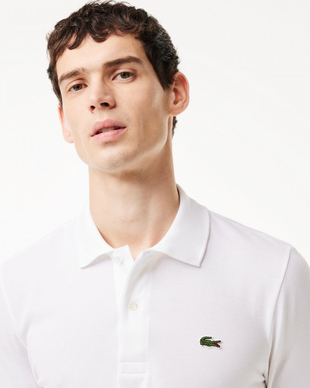 Lacoste Original L.12.12 Mens Long Sleeve Cotton Polo Shirt - White 001