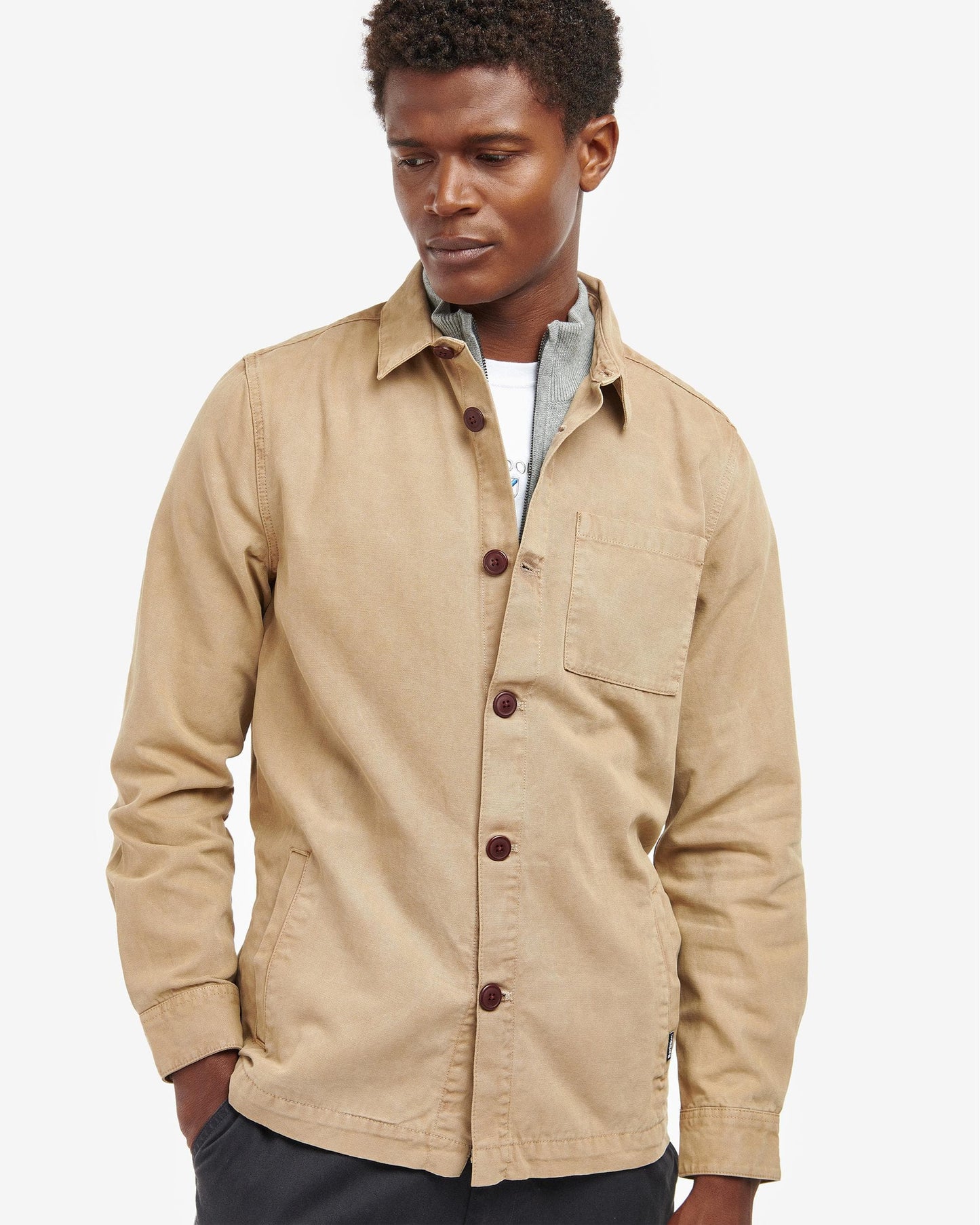 Barbour Washed Mens Overshirt - Washed Stone