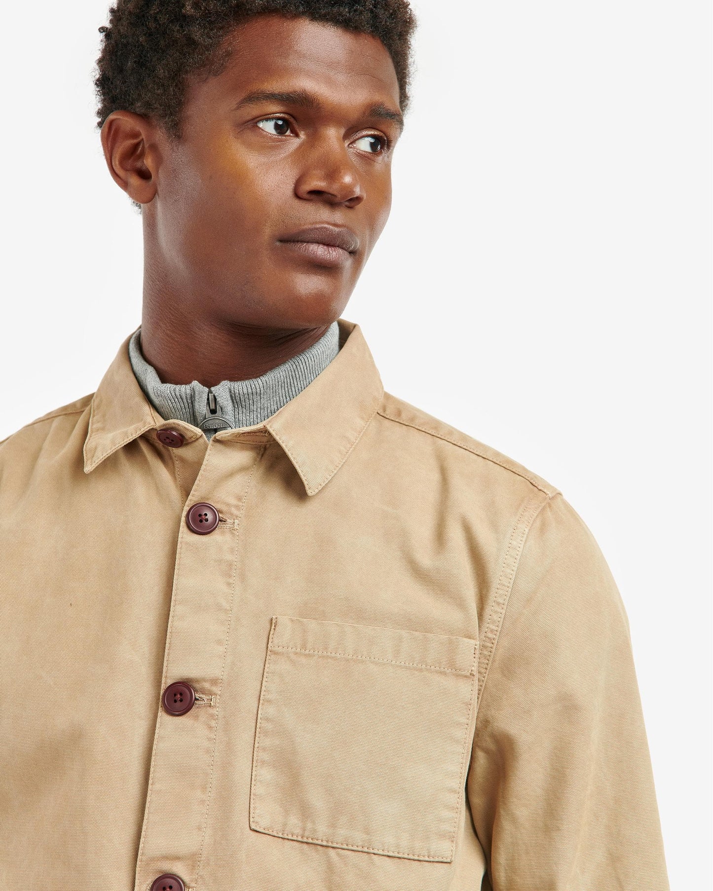 Barbour Washed Mens Overshirt - Washed Stone