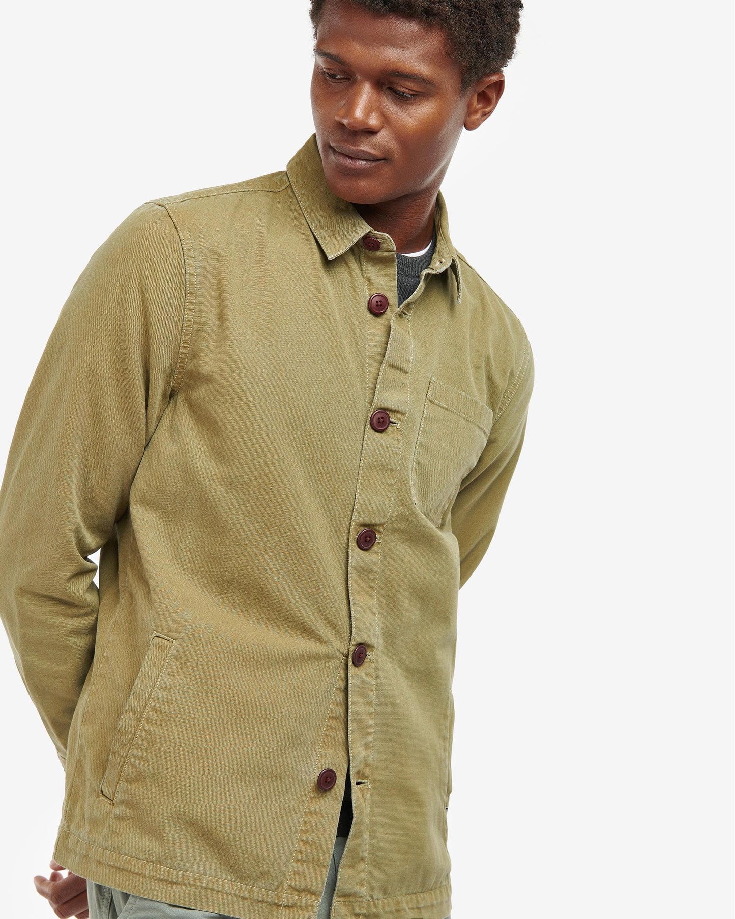 Barbour Washed Mens Overshirt - Bleached Olive