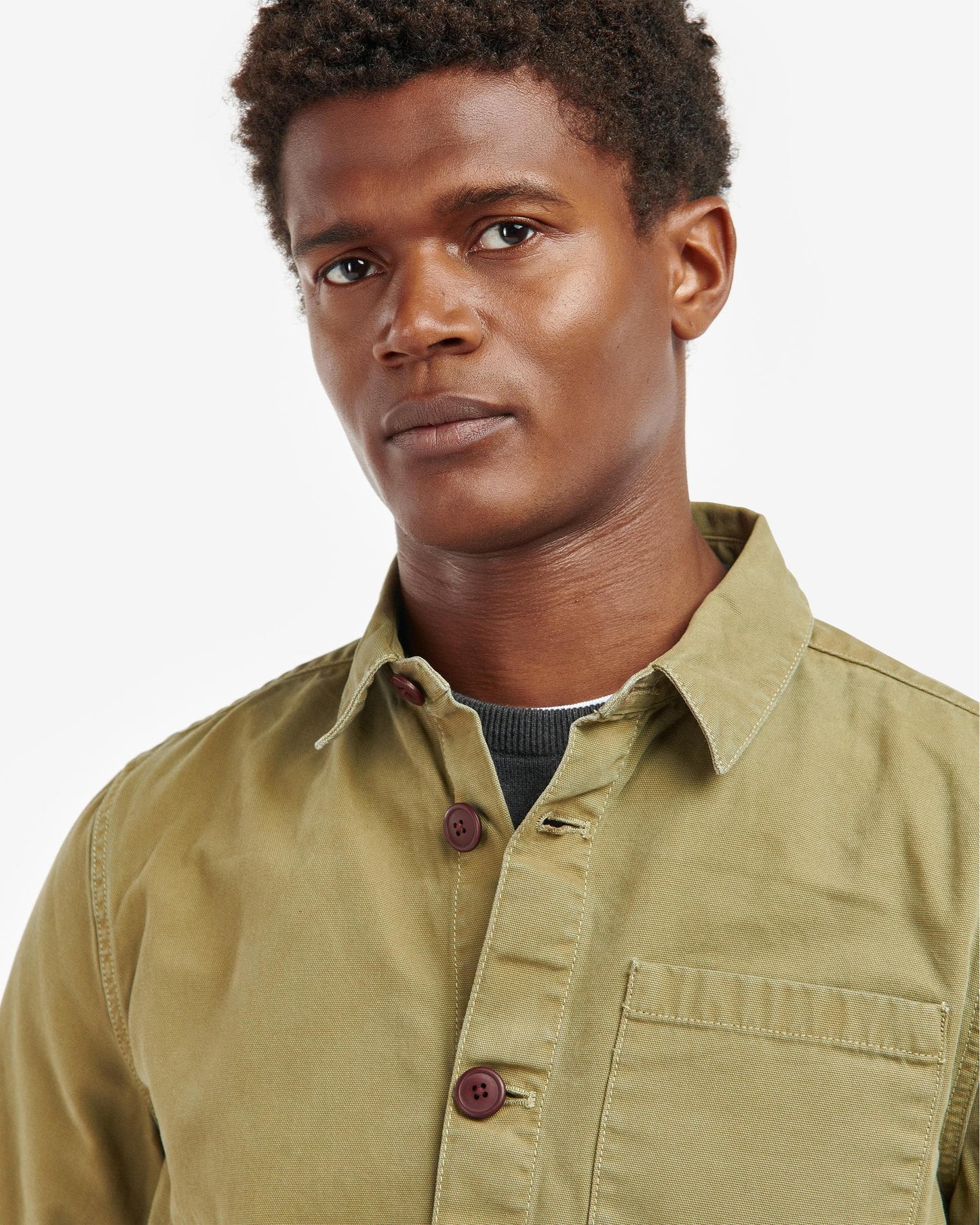 Barbour Washed Mens Overshirt - Bleached Olive