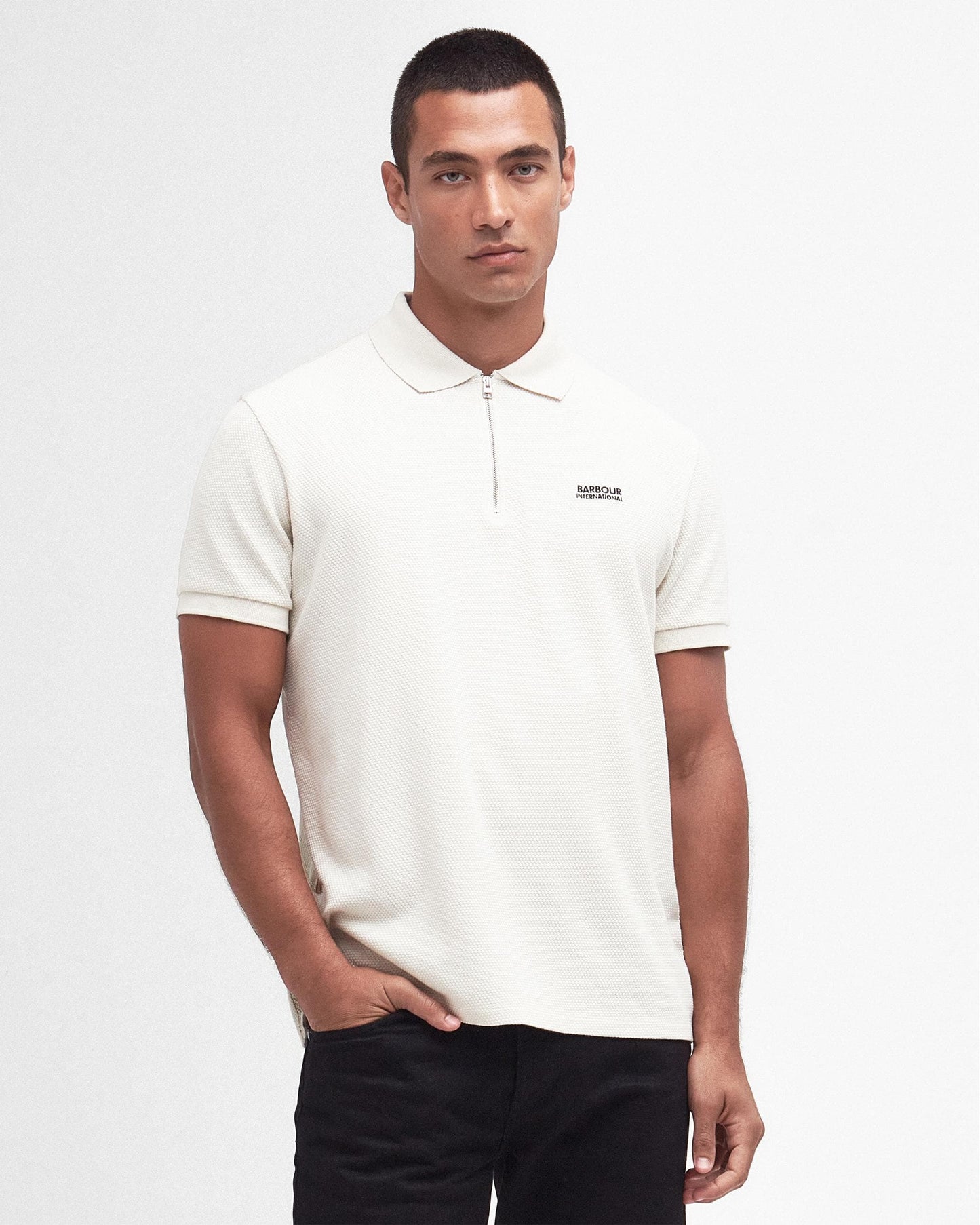 Barbour International Albury Texture Mens Zipped Polo