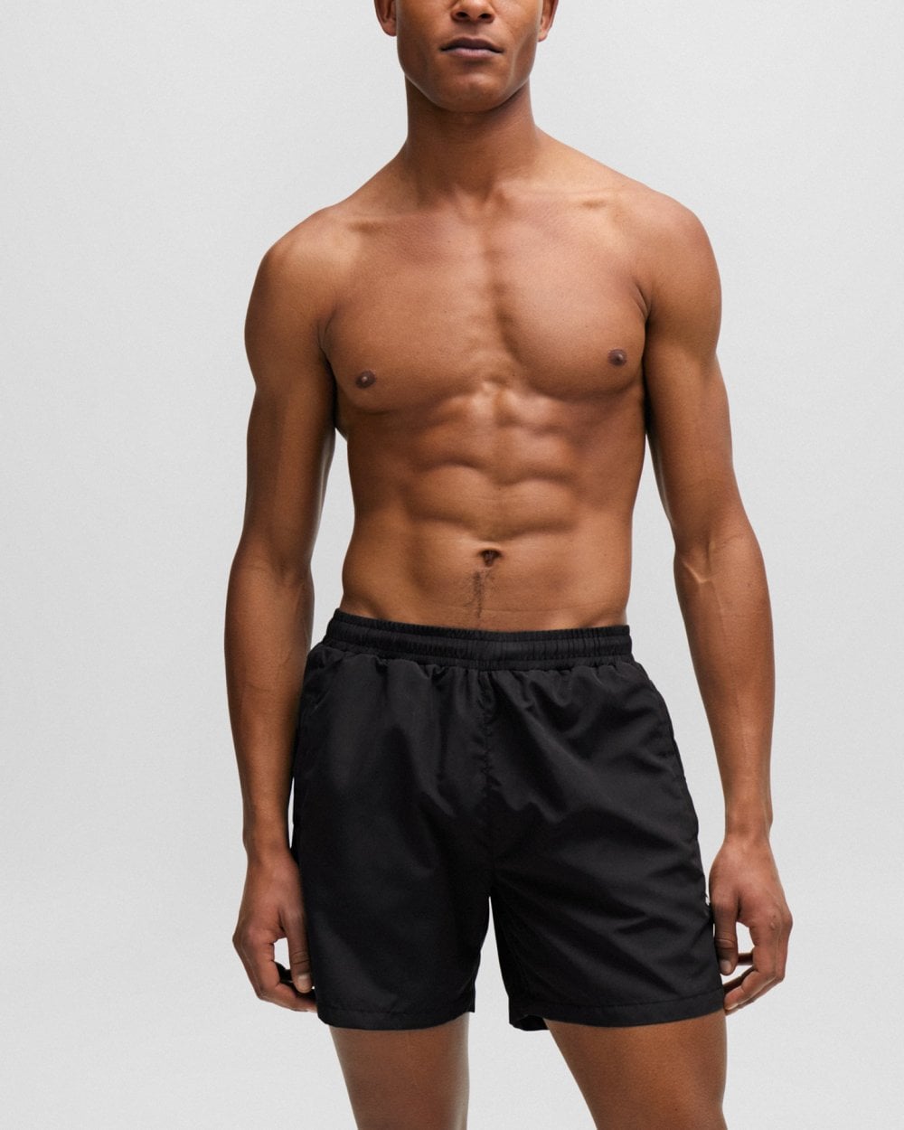 BOSS Orange Dolphin NOS Mens Quick-Drying Swim Shorts with Stripe and Logo - Black 001