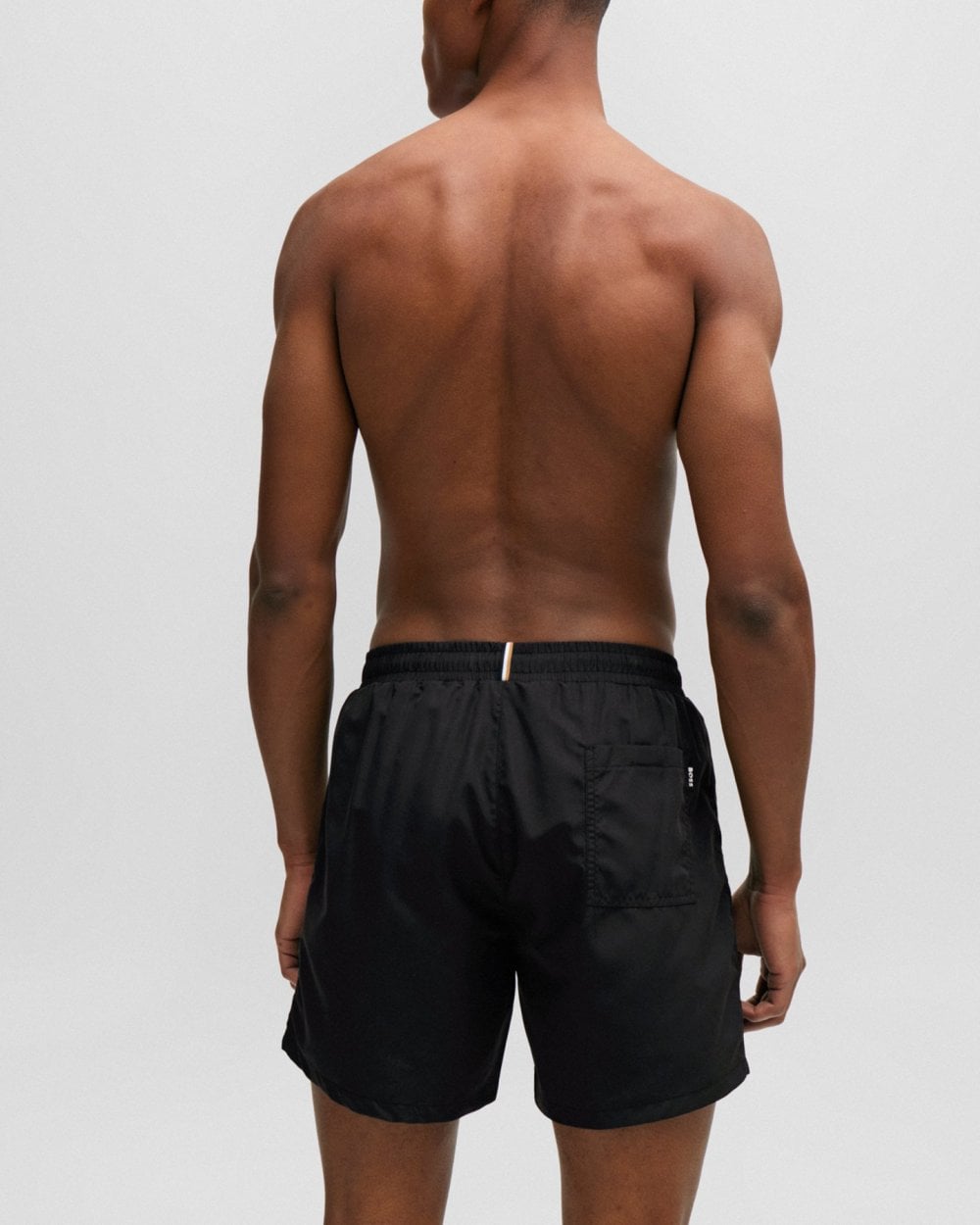 BOSS Orange Dolphin NOS Mens Quick-Drying Swim Shorts with Stripe and Logo - Black 001