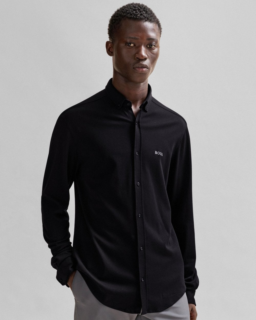 BOSS Orange B Motion Mens Long Sleeve Cotton Piqué Shirt