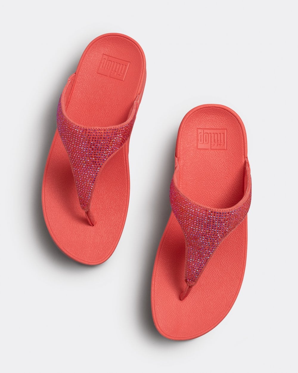 Fitflop Lulu Womens Crystal Embellished Toe-Post Sandals - Rosy Coral B09