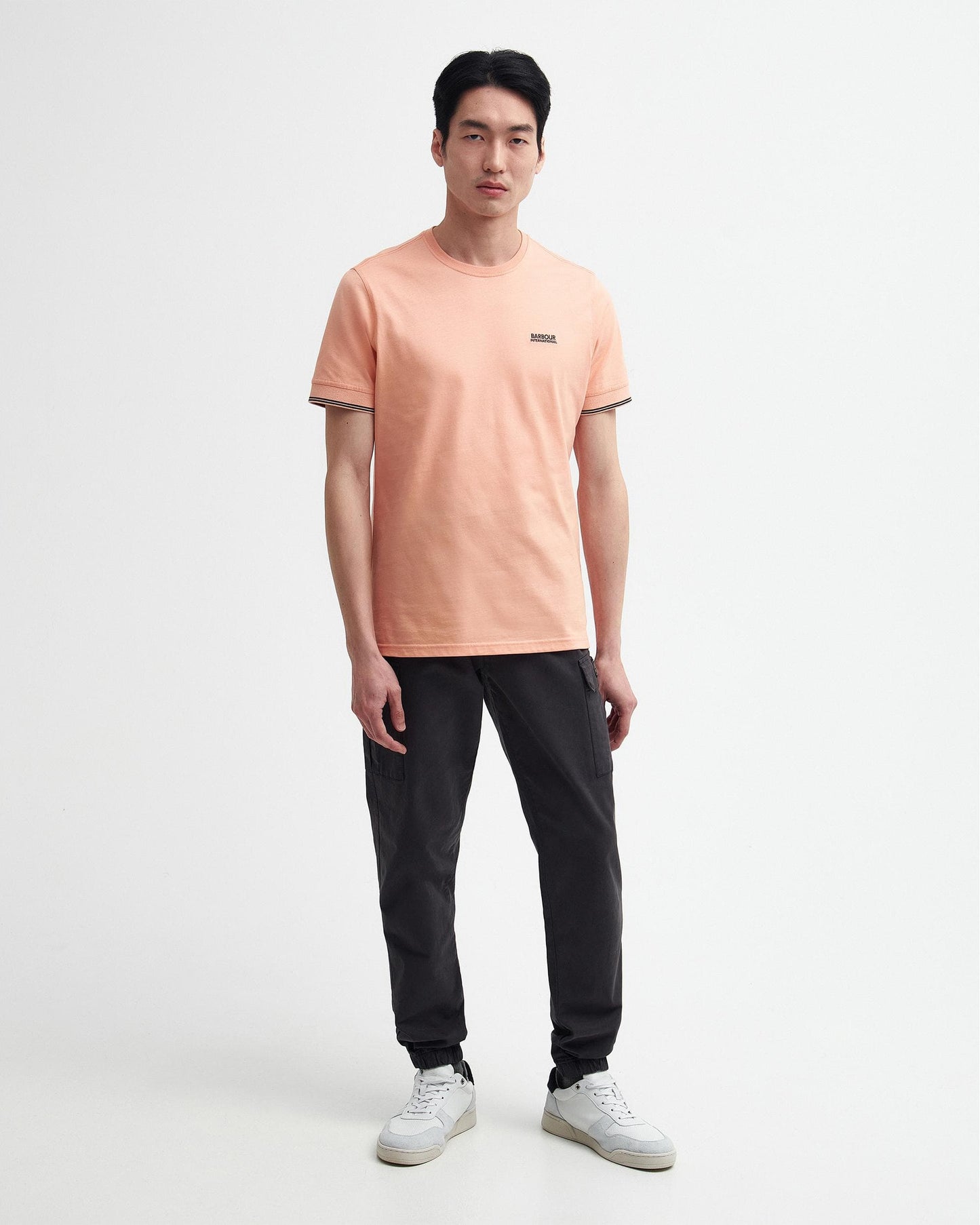 Barbour International Philip Mens Tipped Cuff Tailored T-Shirt - Peach Nectar