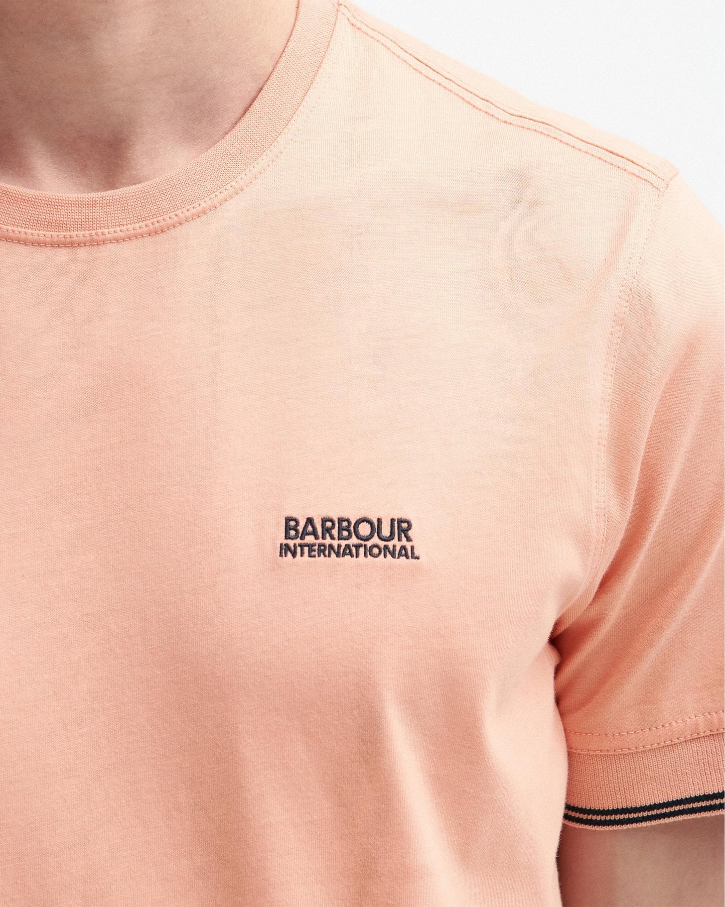 Barbour International Philip Mens Tipped Cuff Tailored T-Shirt - Peach Nectar