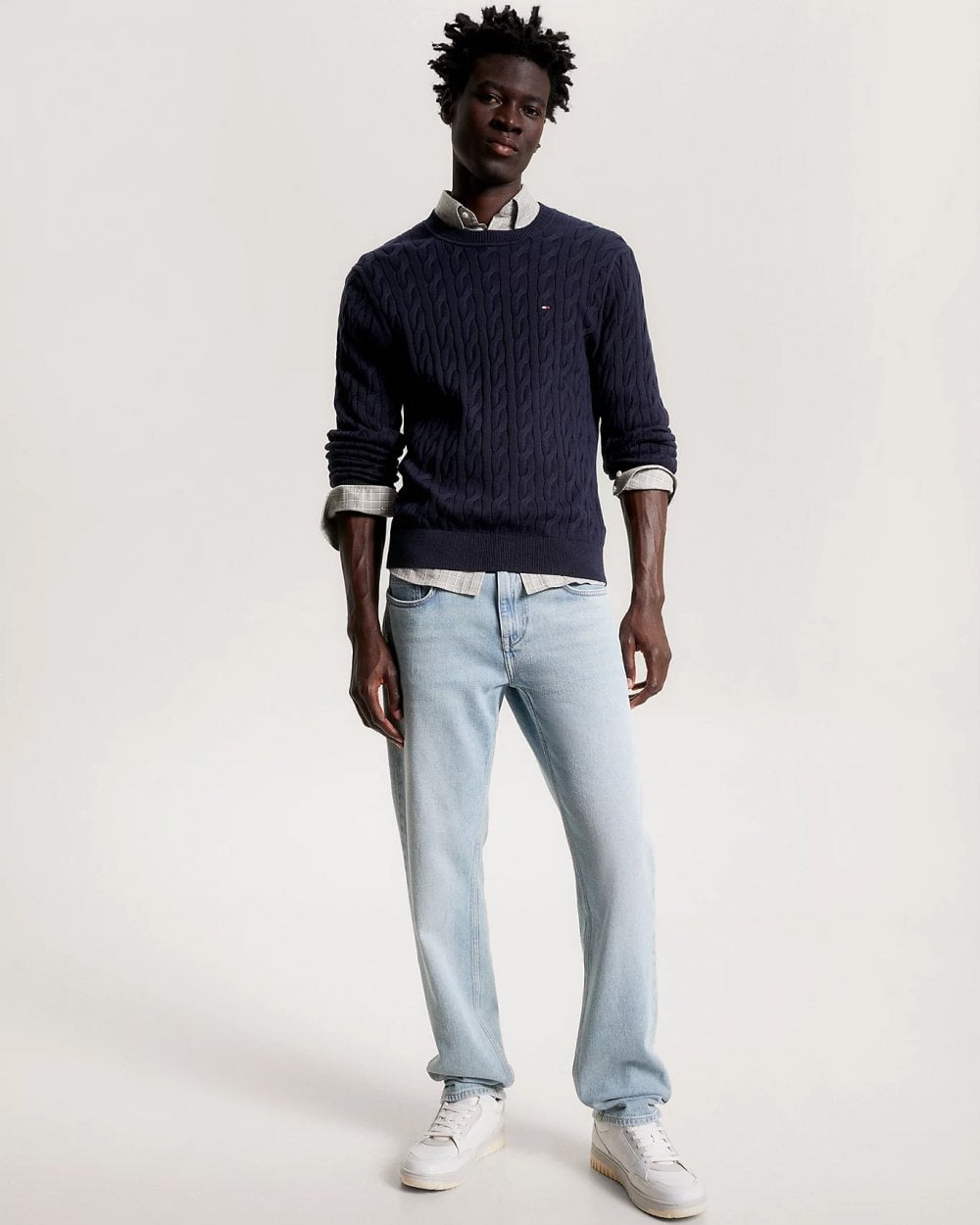 Tommy Hilfiger Classic Cable Mens Crew Jumper - Desert Sky