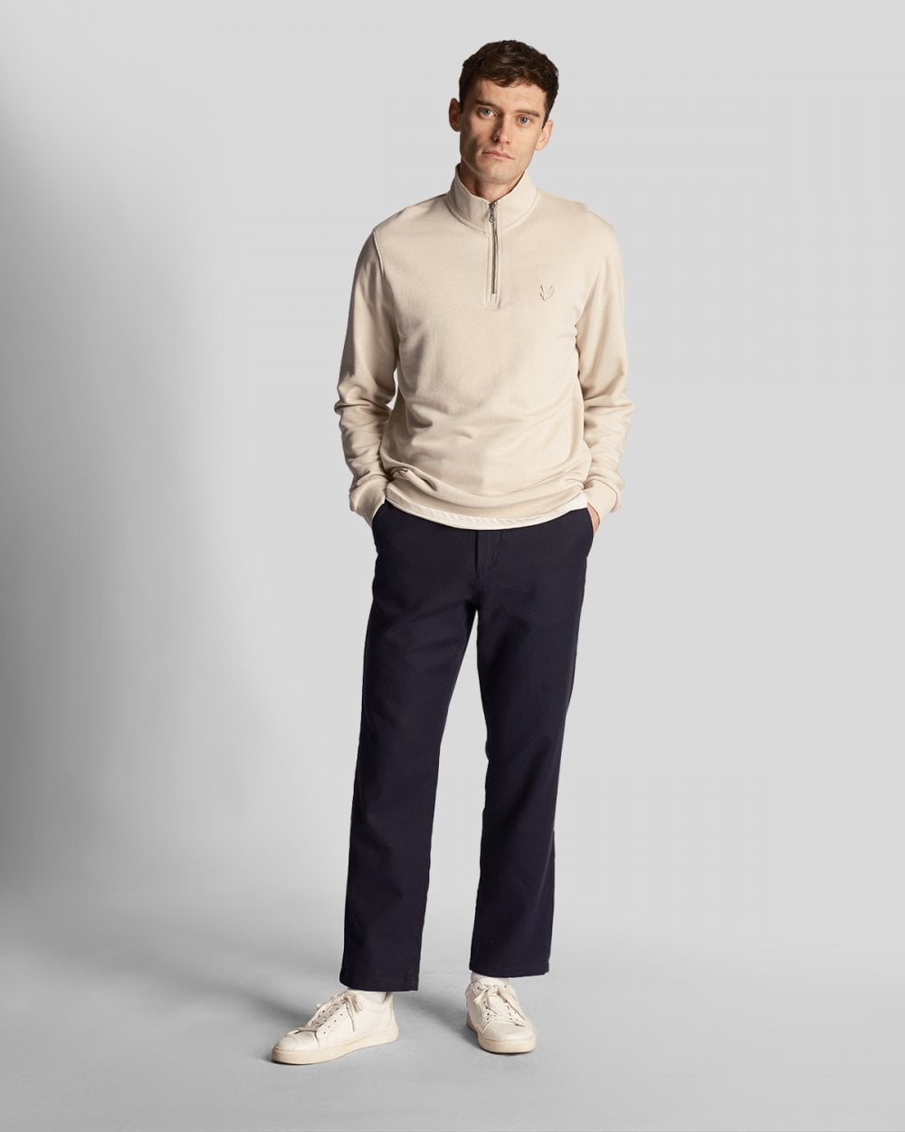 Lyle & Scott Tonal Eagle Mens Quarter Zip Sweatshirt - W870 Cove