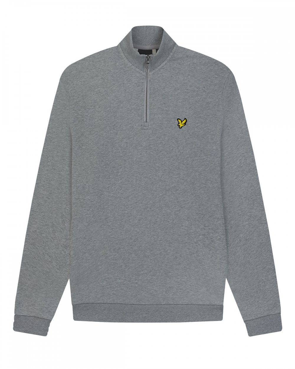 Lyle & Scott Mens Embroidered Quarter Zip Sweatshirt - T28 Mid Grey Marl