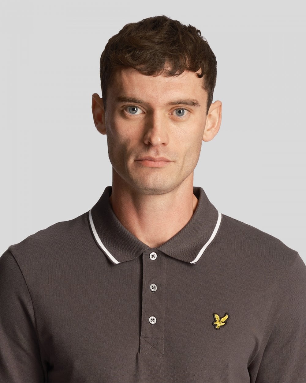 Lyle & Scott Tipped Mens Polo Shirt SP1524VOG - X168 Gun Metal / White