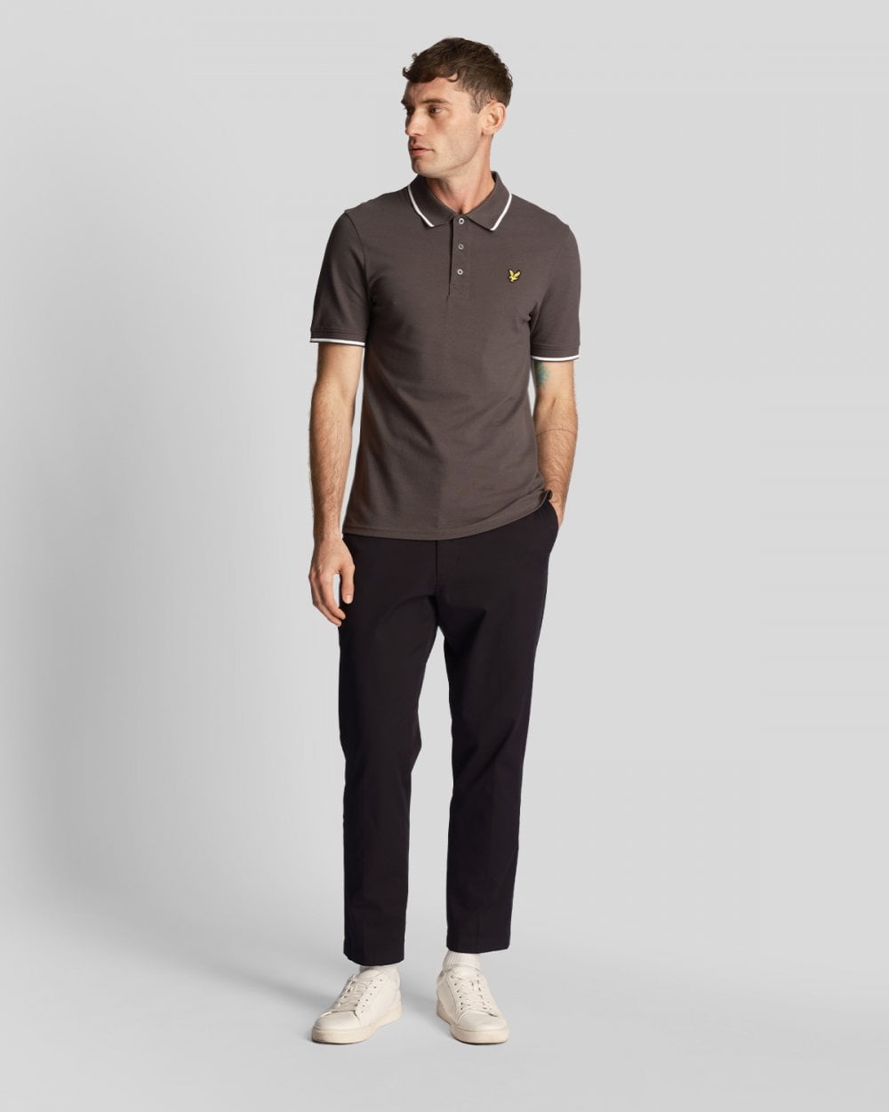 Lyle & Scott Tipped Mens Polo Shirt SP1524VOG - X168 Gun Metal / White