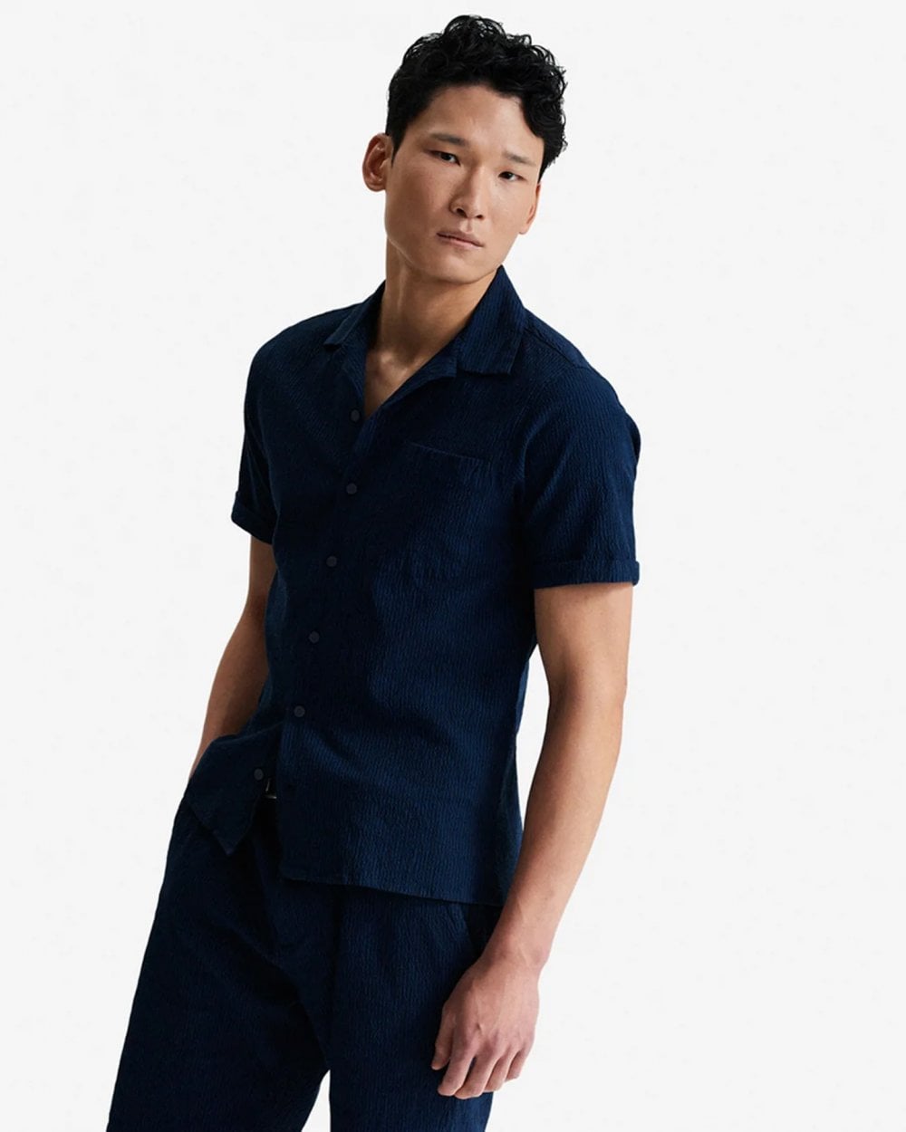 Oliver Sweeney Ravenshead Mens Cotton Seersucker Short Sleeved Shirt