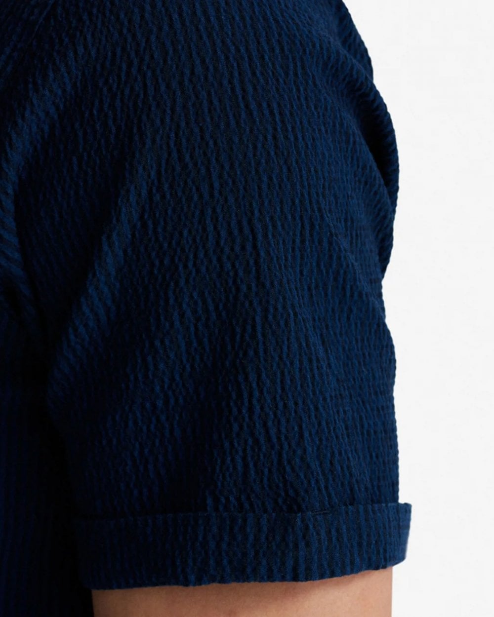 Oliver Sweeney Ravenshead Mens Cotton Seersucker Short Sleeved Shirt - Navy Stripe