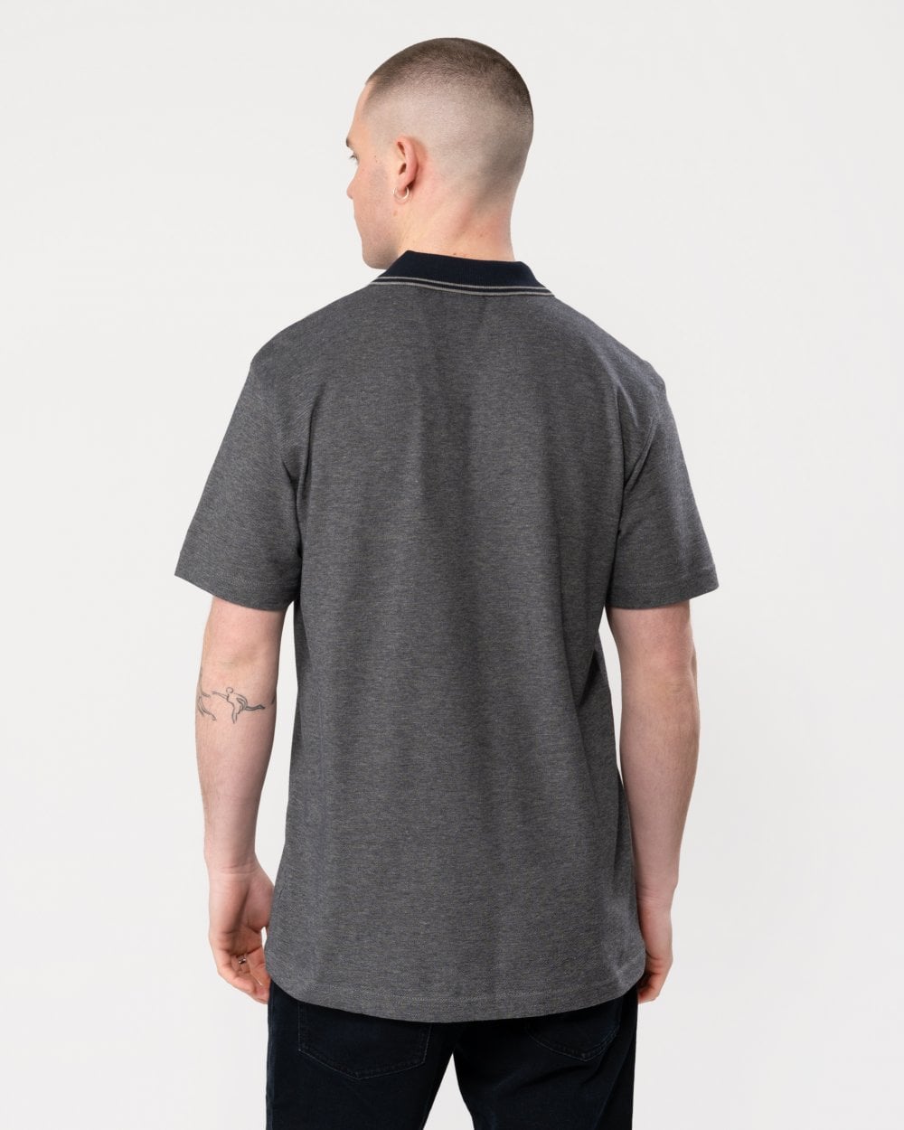 BOSS Orange Oxford New Mens Contrast Collar Short Sleeve Polo Shirt - Dark Blue 404