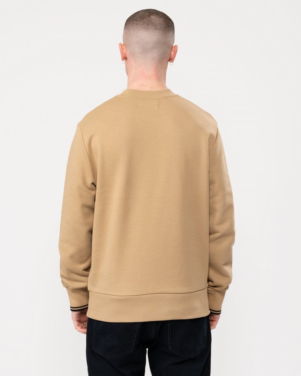 Fred Perry Mens Crew Neck Sweatshirt - Warm Stone/Black U88