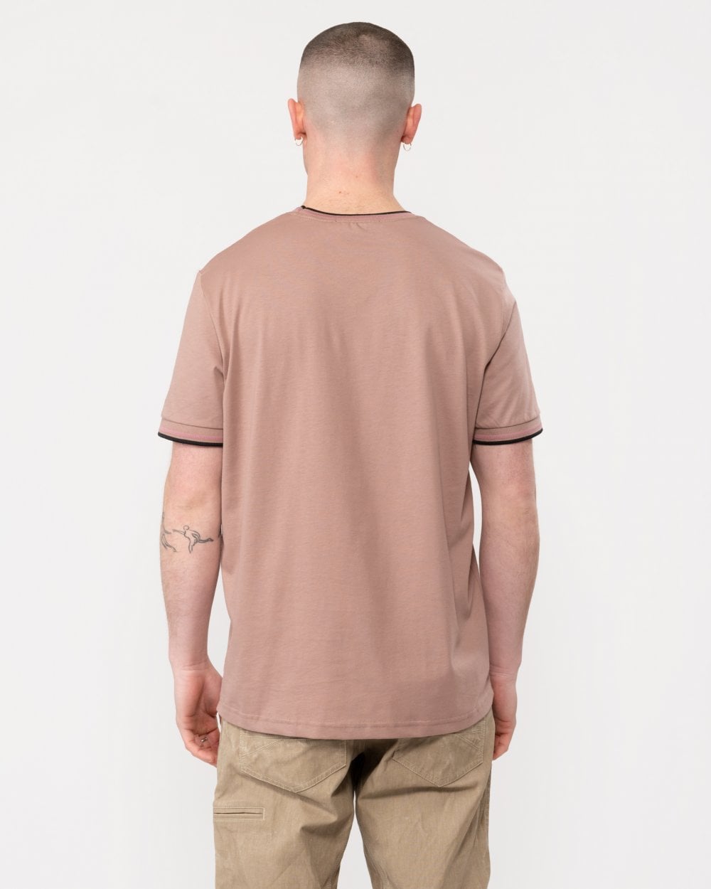 Fred Perry Mens Twin Tipped T-Shirt - Dark Pink/Dusty Rose/Black U89