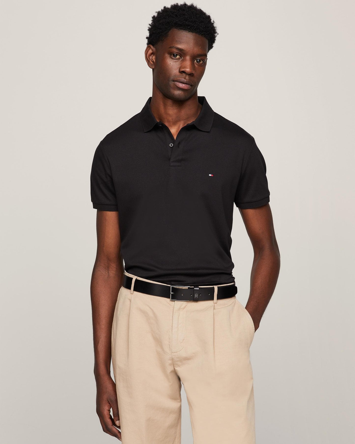 Tommy Hilfiger Liquid Cotton Essential Mens Polo - Black