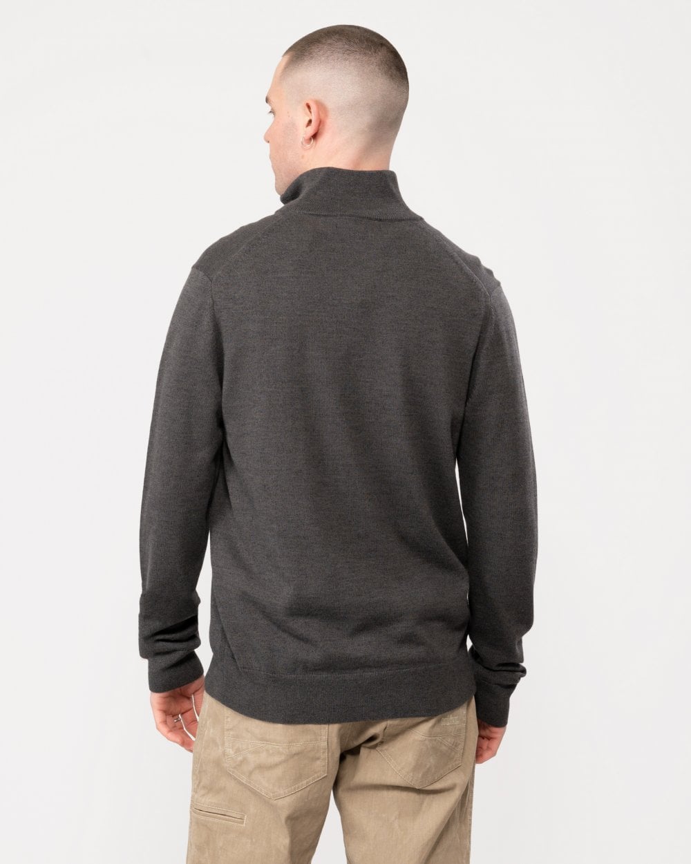 Fred Perry Mens Classic Half Zip Jumper - Dark Grey Marl R85