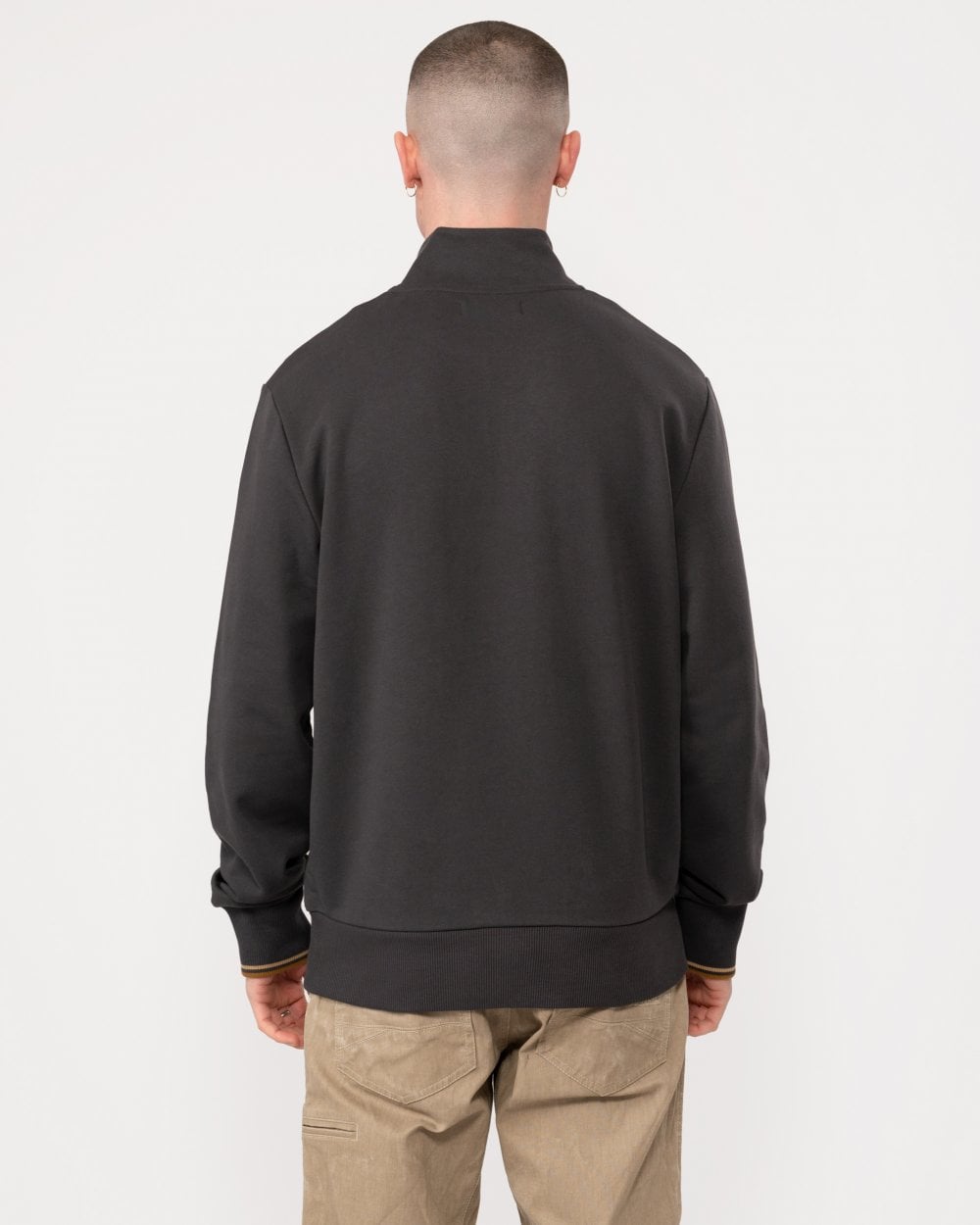 Fred Perry Mens Half Zip Sweatshirt - Anchor Grey/Dark Caramel V07
