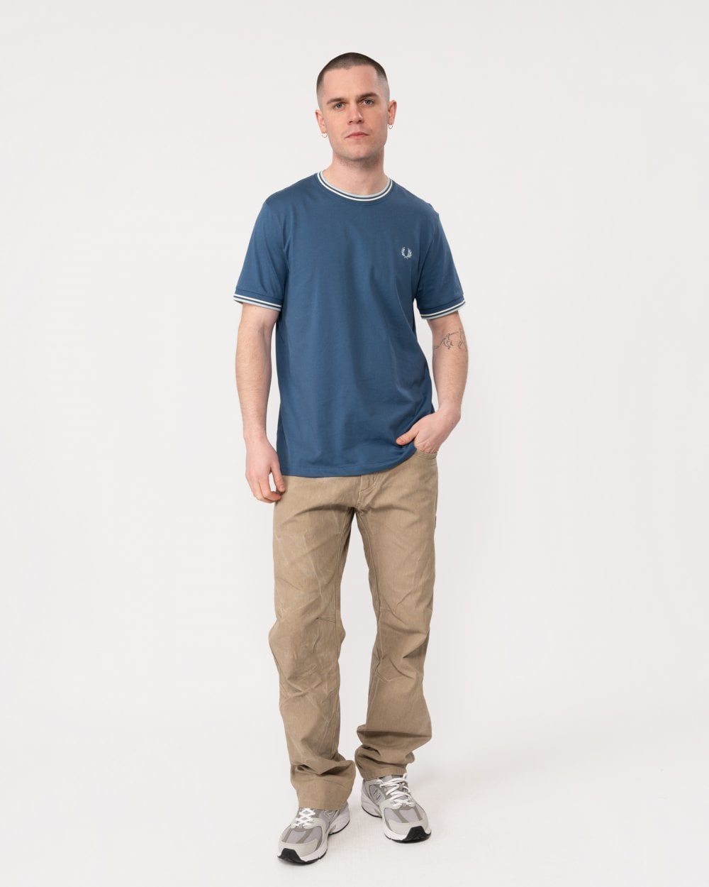 Fred Perry Mens Twin Tipped T-Shirt - Midnight Blue/Ecru/Light Ice U91