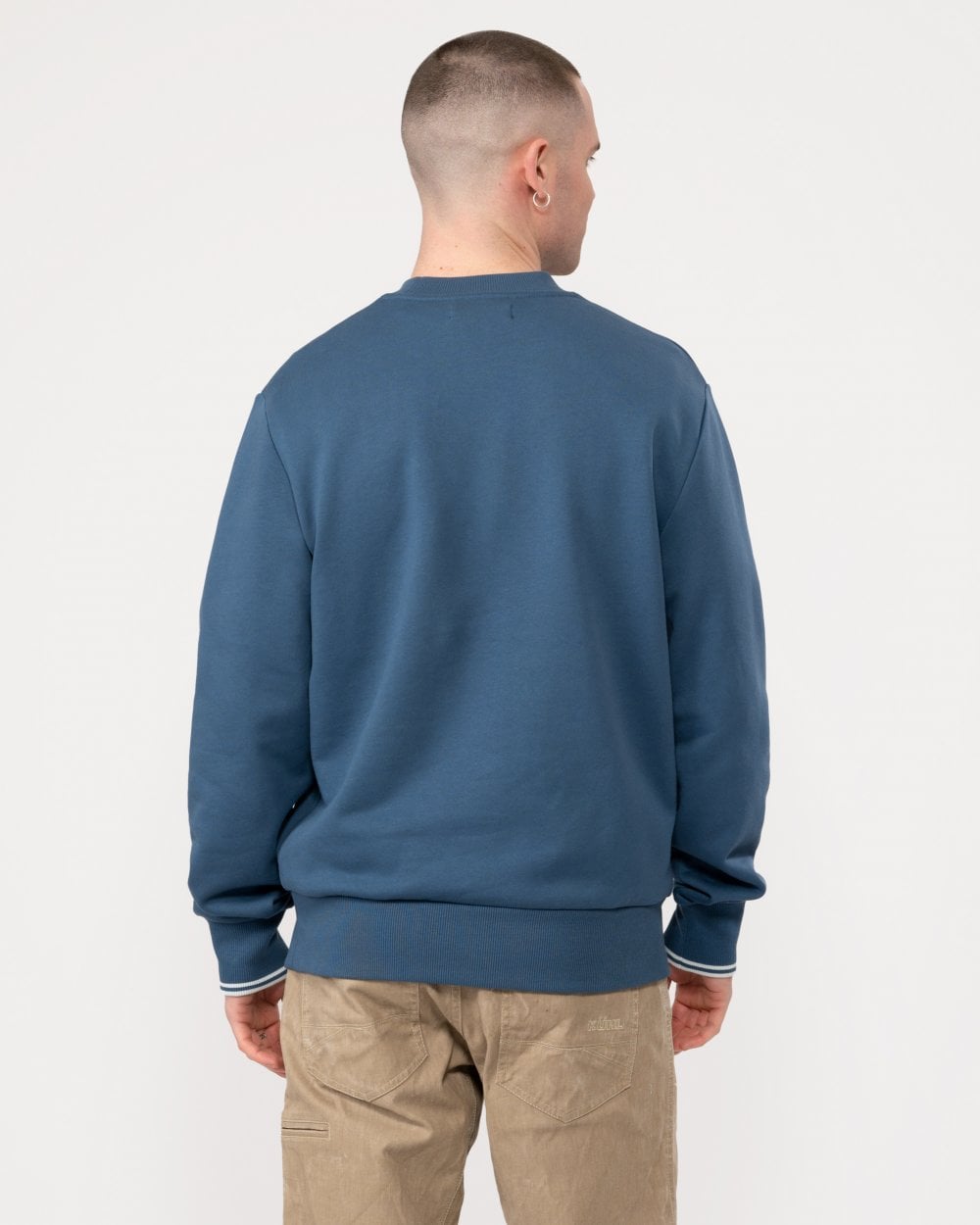 Fred Perry Mens Crew Neck Sweatshirt - Midnight Blue/Light Ice V06