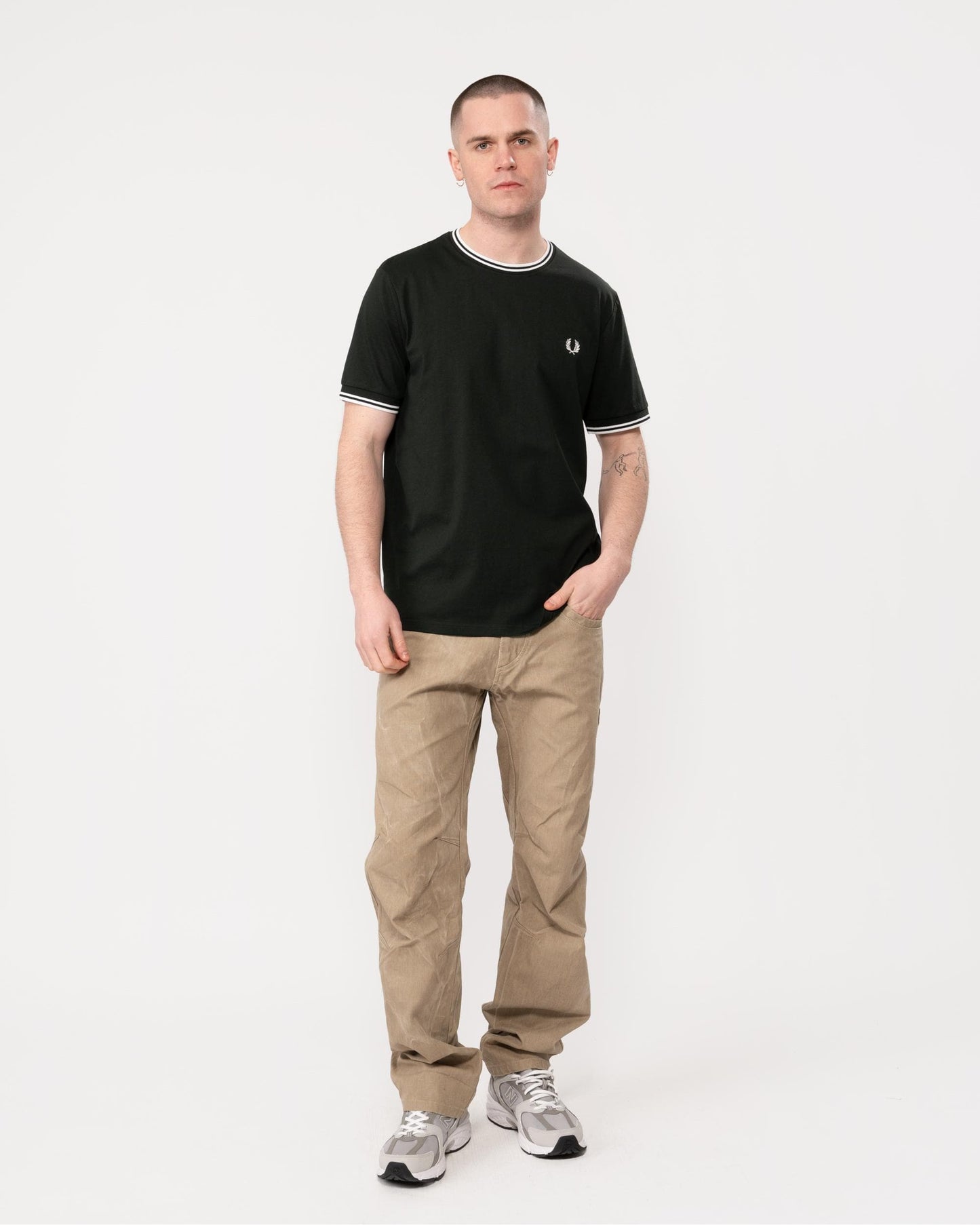 Fred Perry Mens Twin Tipped T-Shirt - Night Green/Snow White T50