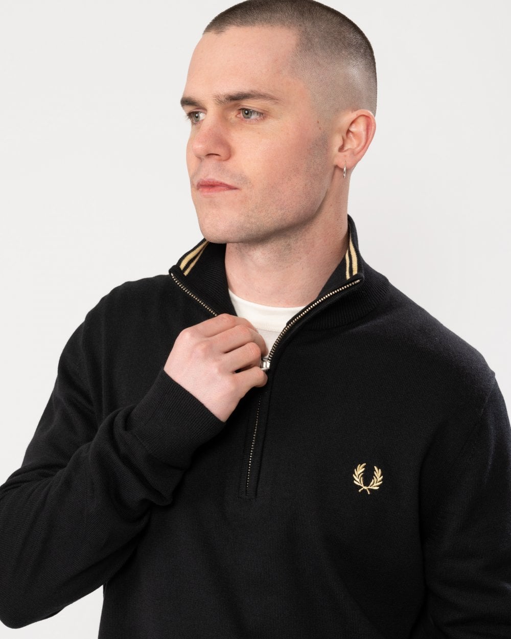 Fred Perry Mens Classic Half Zip Jumper - Black 198