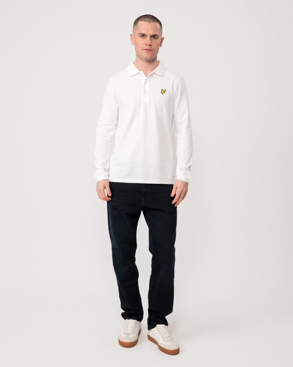 Lyle & Scott Mens Long Sleeve Polo Shirt - 626 White